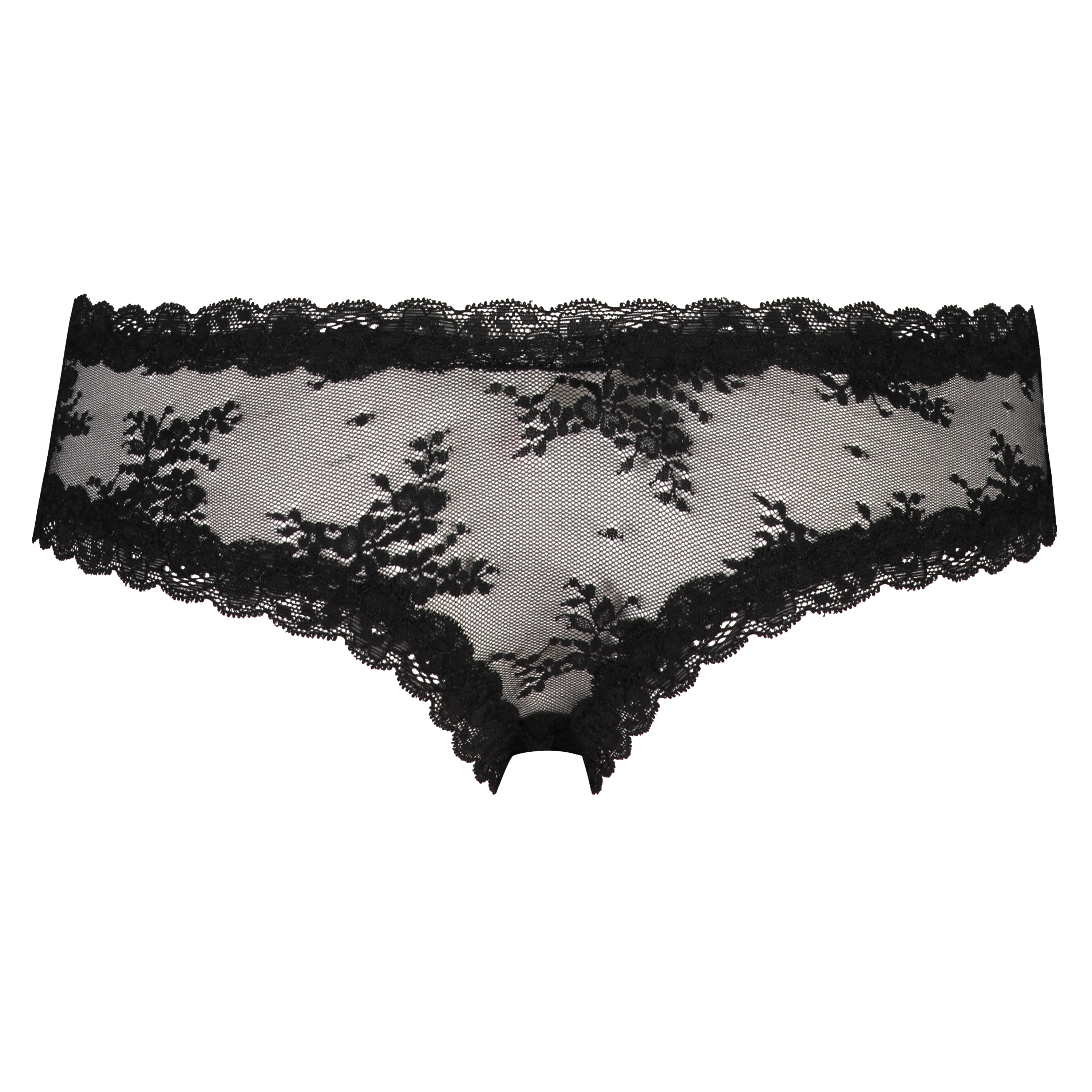 Slip brésilien V-shape Floral Mesh, Noir, main