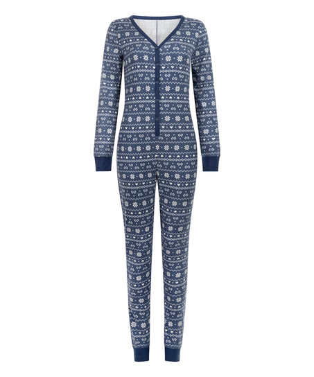 Combinaison de pyjama en Jersey Fairisle, Bleu