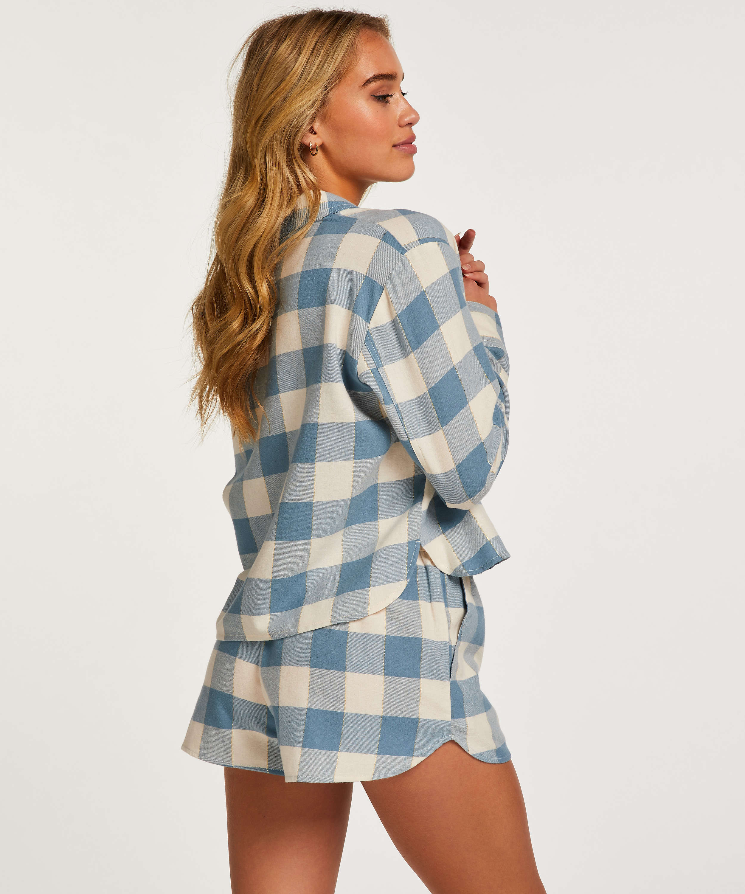 Short Twill Check, Bleu, main