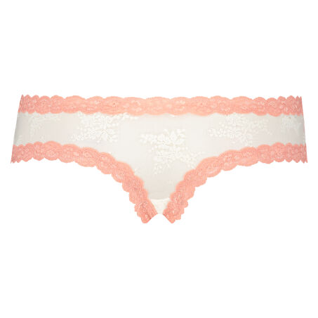 Slip br&eacute;silien V-shape Floral Mesh, Blanc