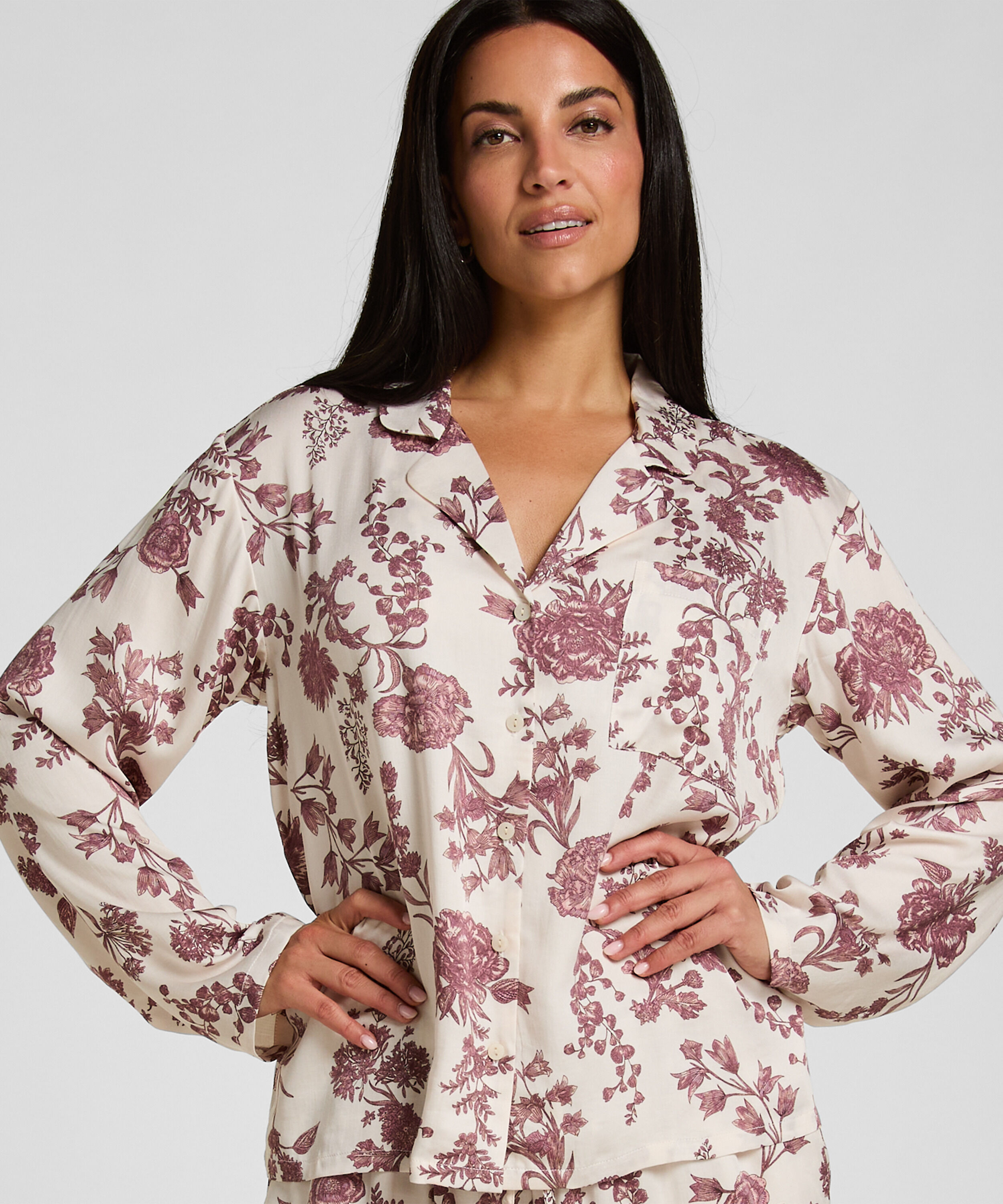 Veste de Pyjama Woven Print, Beige