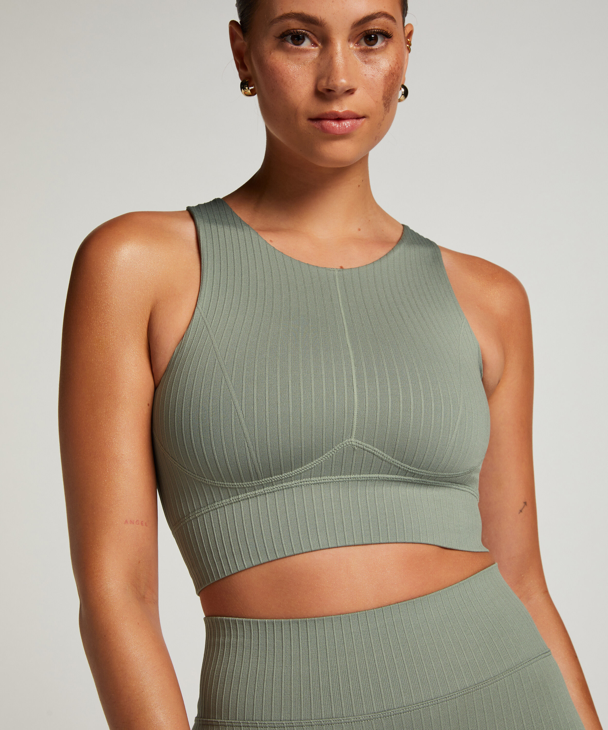 HKMX Soutien-gorge de sport sans couture, Vert