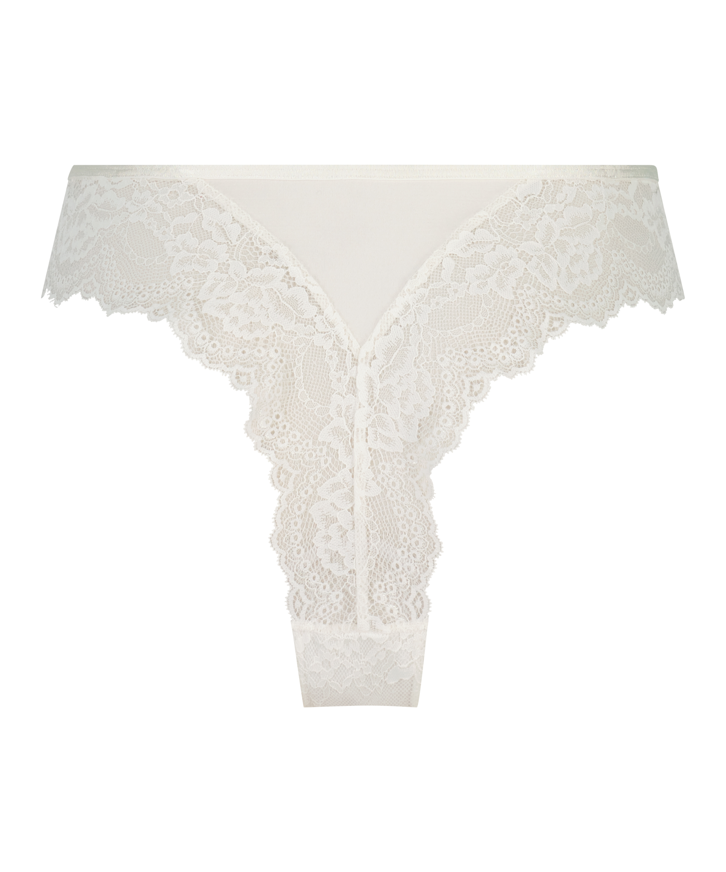 Slip brésilien jambes hautes Dora, Blanc, main