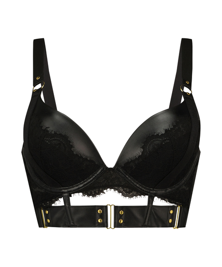 Soutien-gorge push-up à armatures préformé longline Occult, Noir