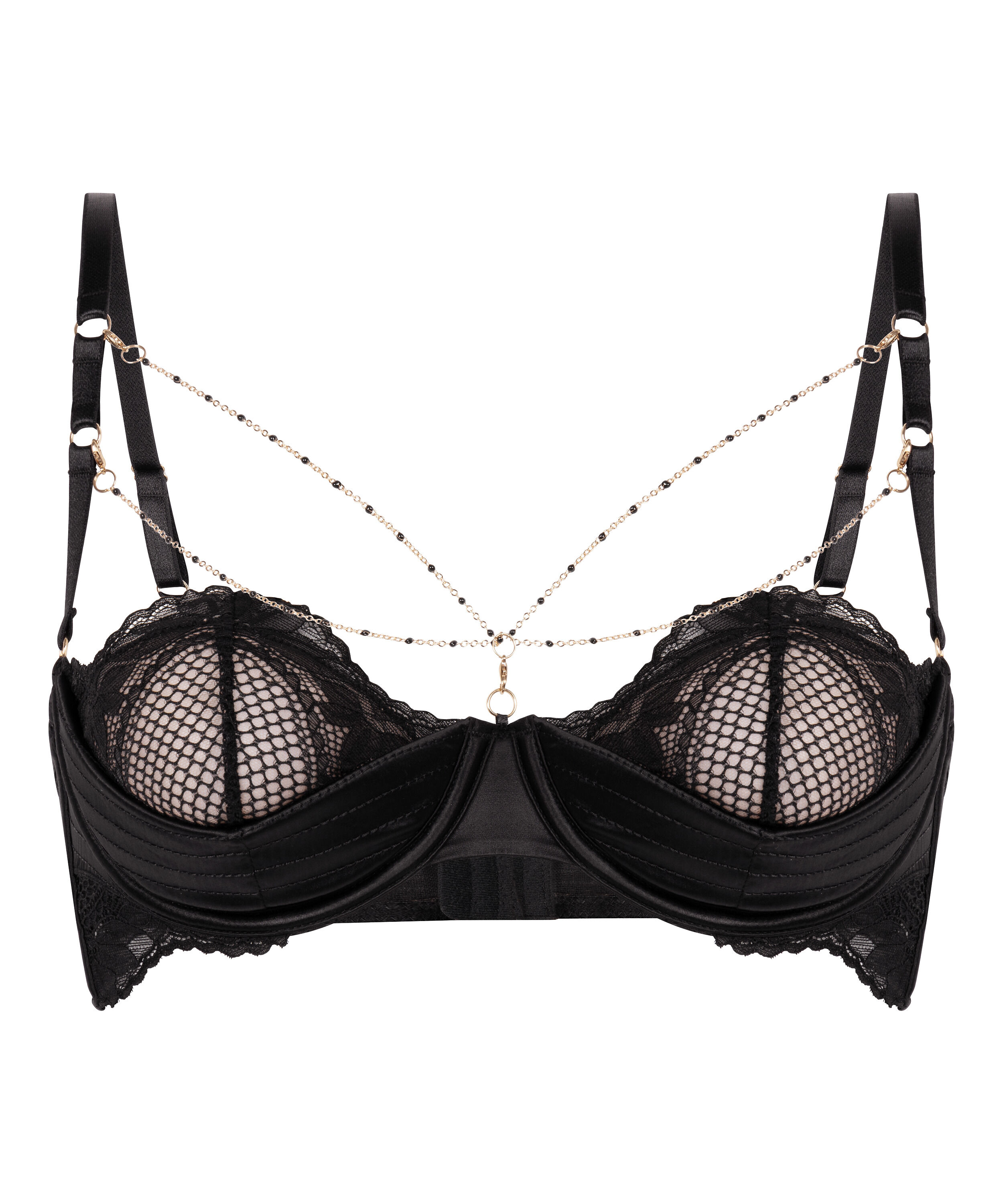 Soutien-gorge rembourr&eacute; demi-bonnet &agrave; armatures pr&eacute;form&eacute; Belladonna, Noir