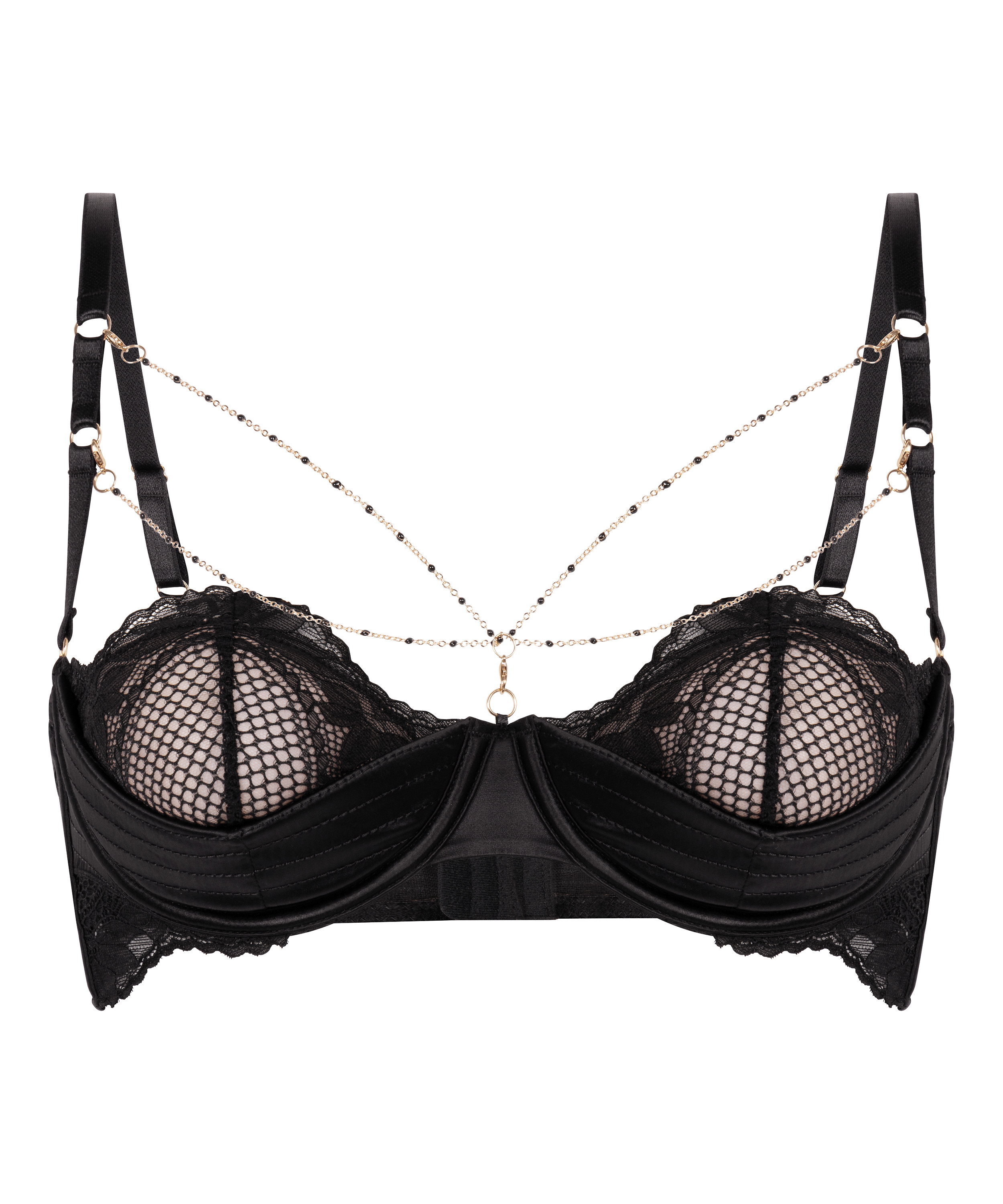 Soutien-gorge rembourré demi-bonnet à armatures préformé Belladonna, Noir, main