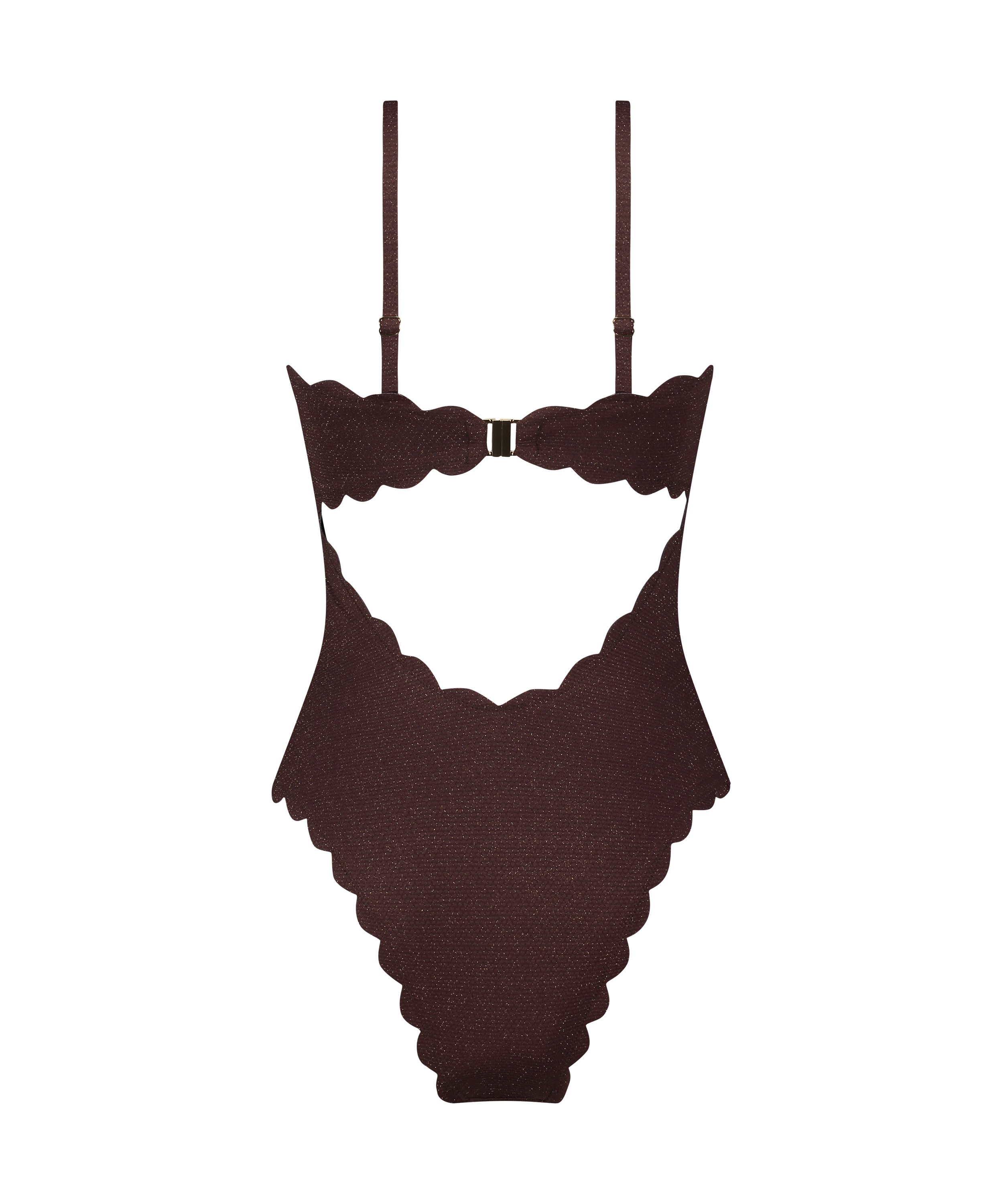 Maillot de bain Bandeau Scallop, marron, main