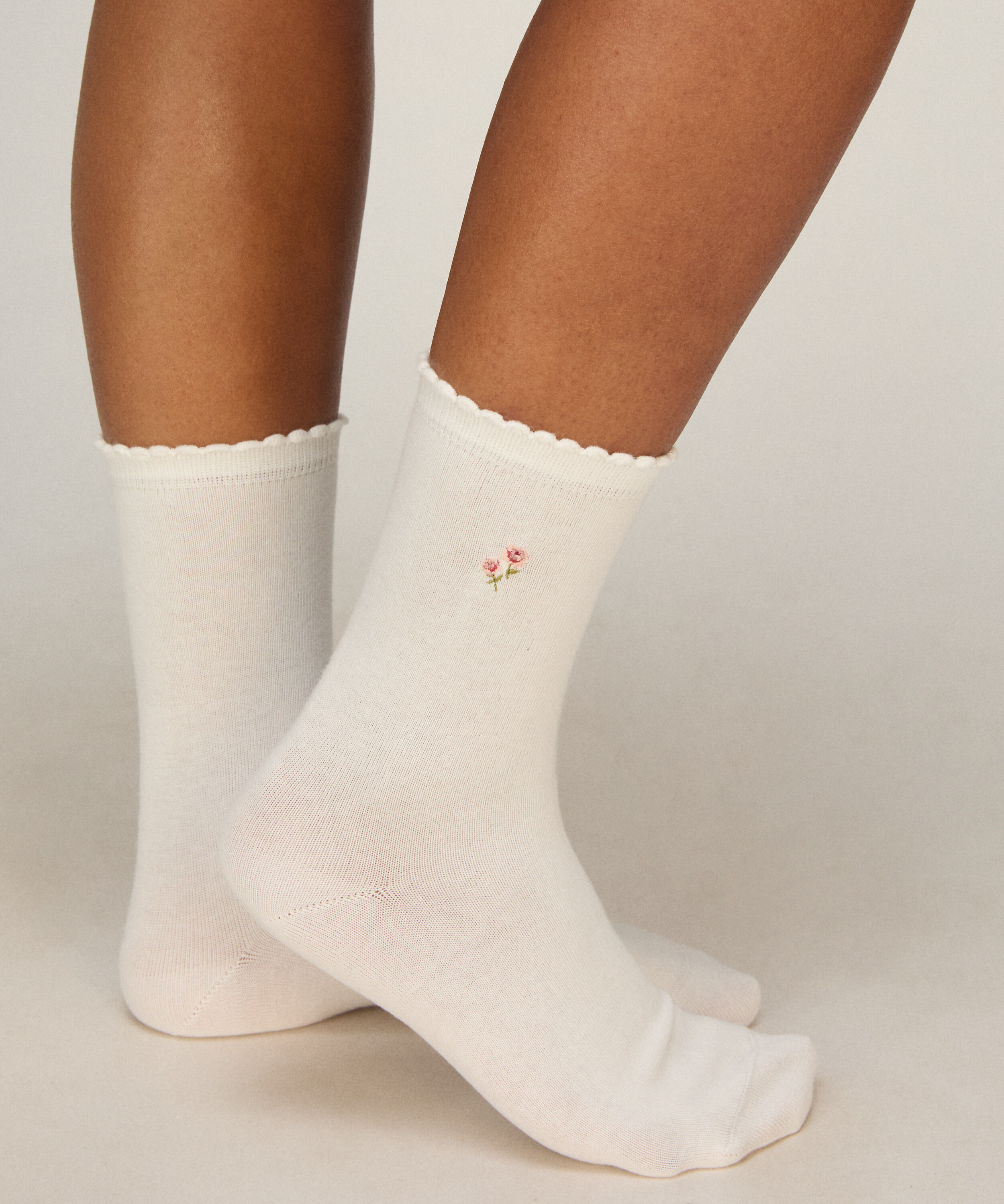 Lot de 3 Chaussettes en Coton à Fleurs