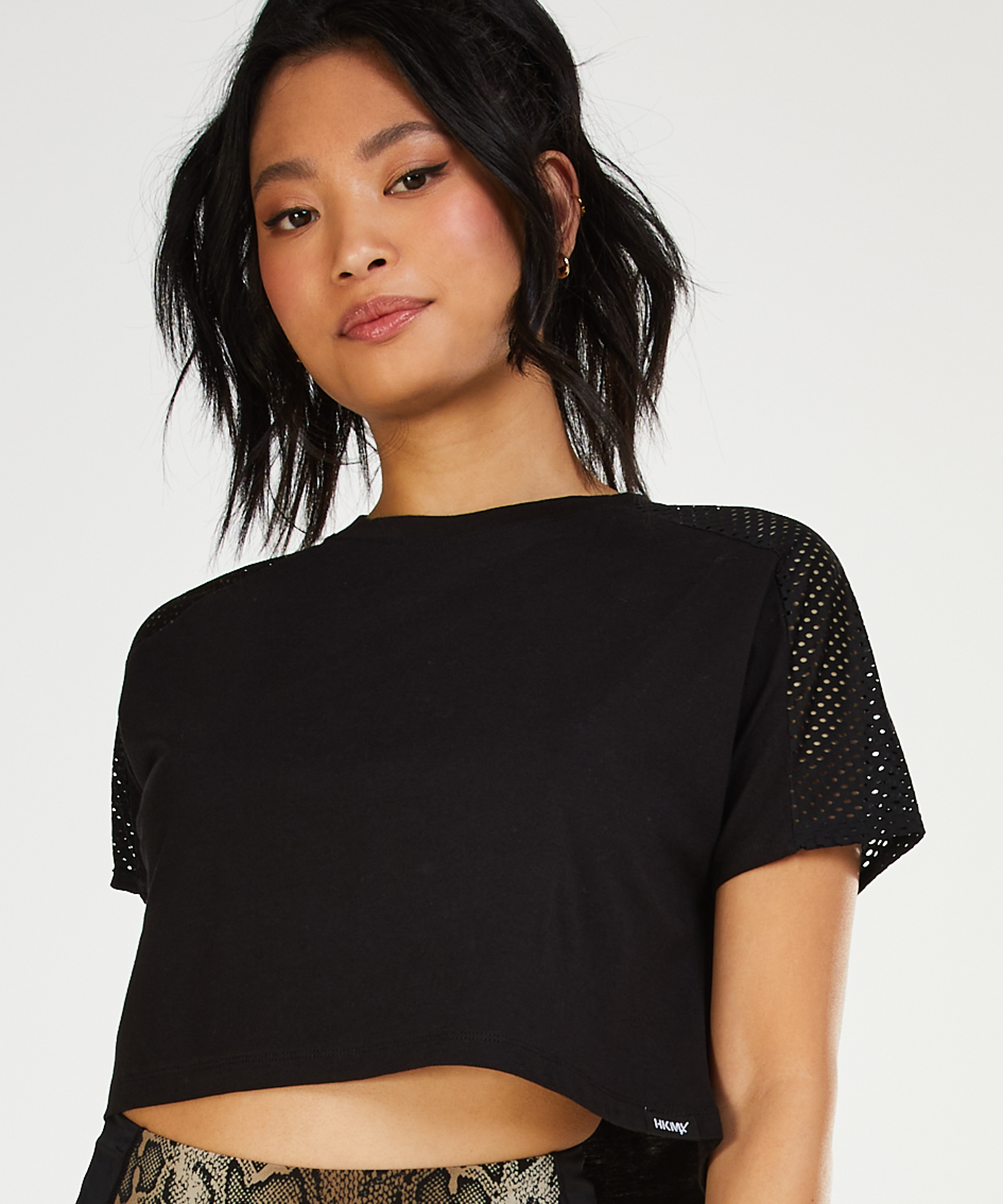 Crop Top Mesh HKMX, Noir, main