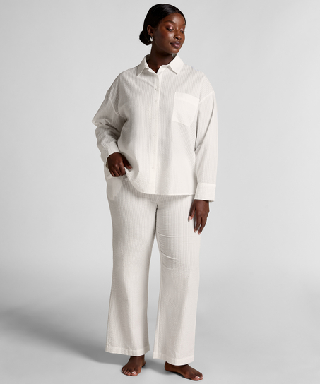 Pantalon de pyjama Coton Seersucker, Blanc