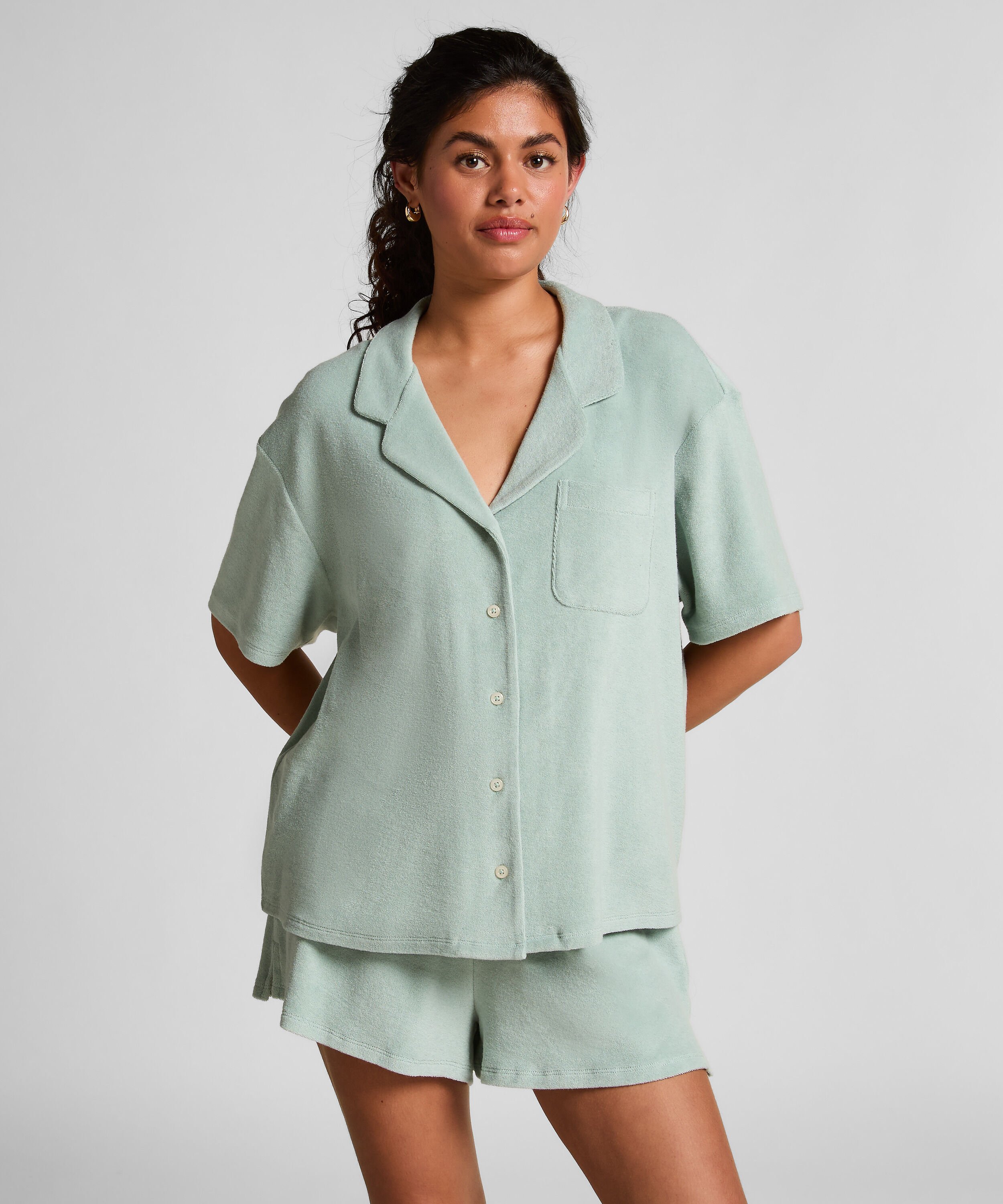 Chemise boutonnée en tissu éponge