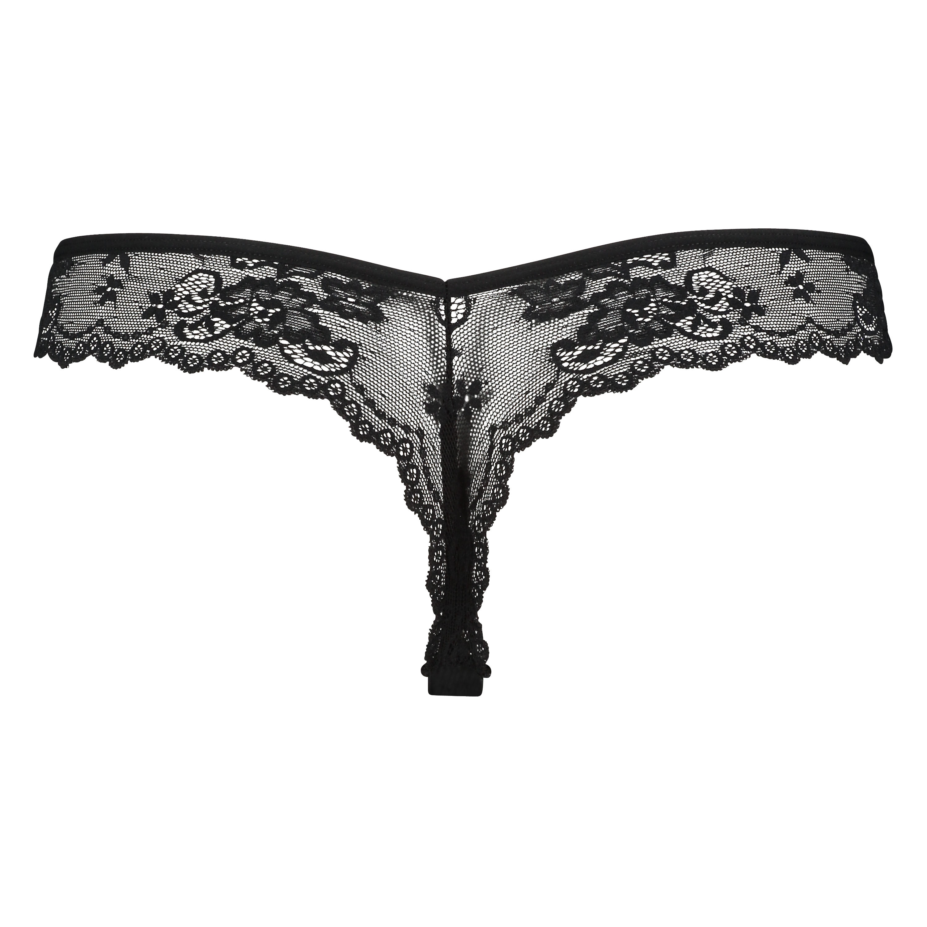 String Invisible Lace back, Noir, main