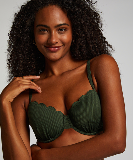 Haut de bikini préformé à armatures Scallop, Vert