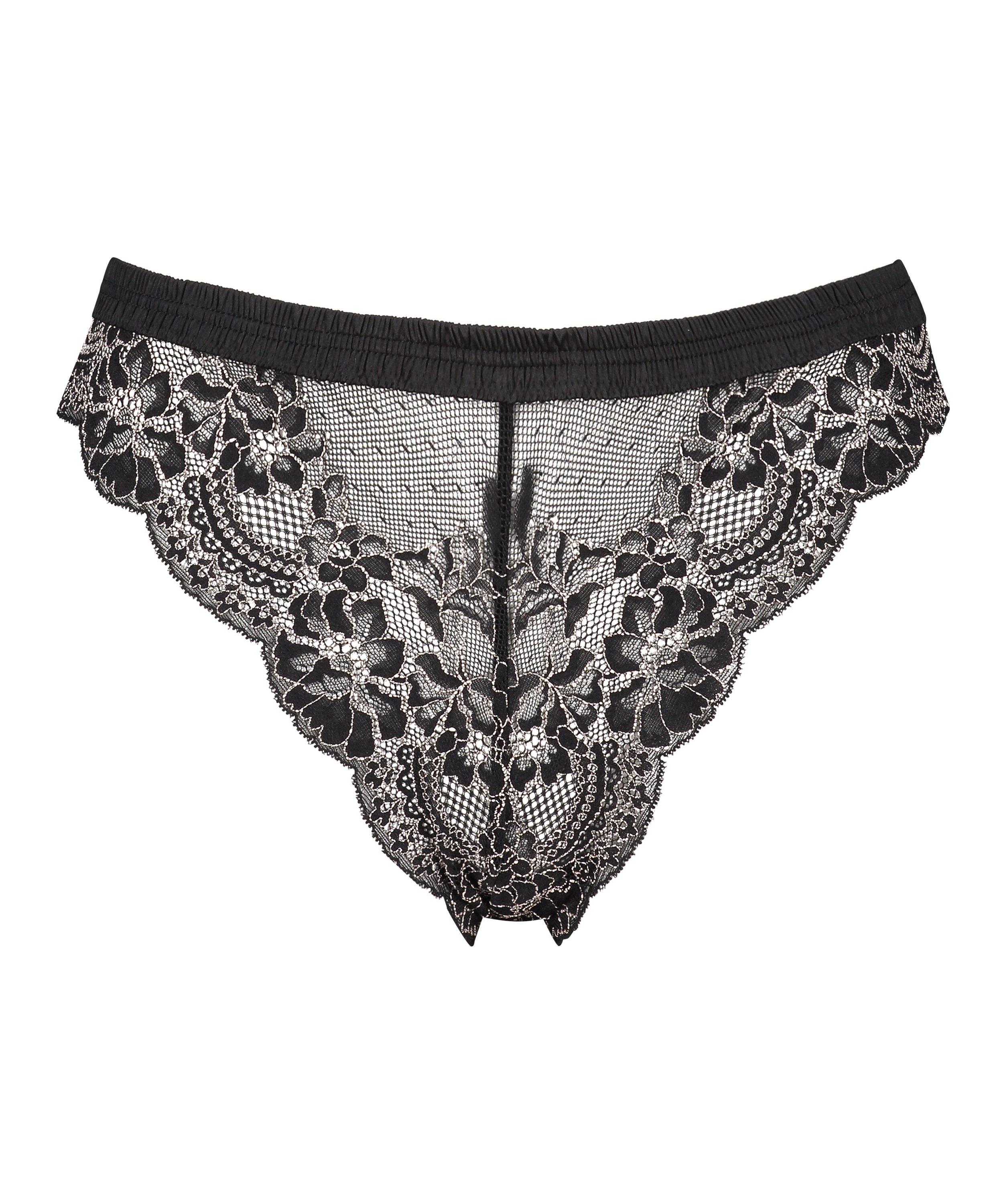 Slip brésilien échancré Yvo, Noir, main