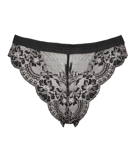 Slip brésilien échancré Yvo, Noir