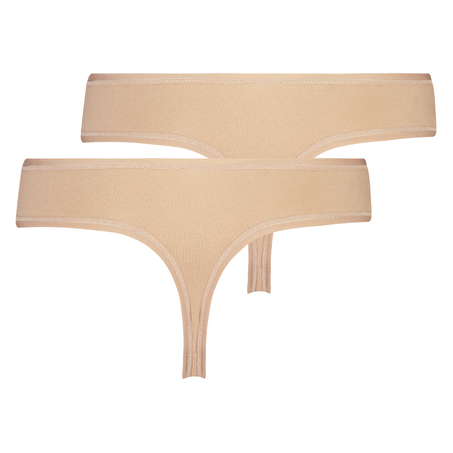 Lot de 2 string Kim Cotton, Beige