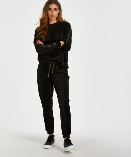 Pantalon de jogging Velours Lurex, Noir