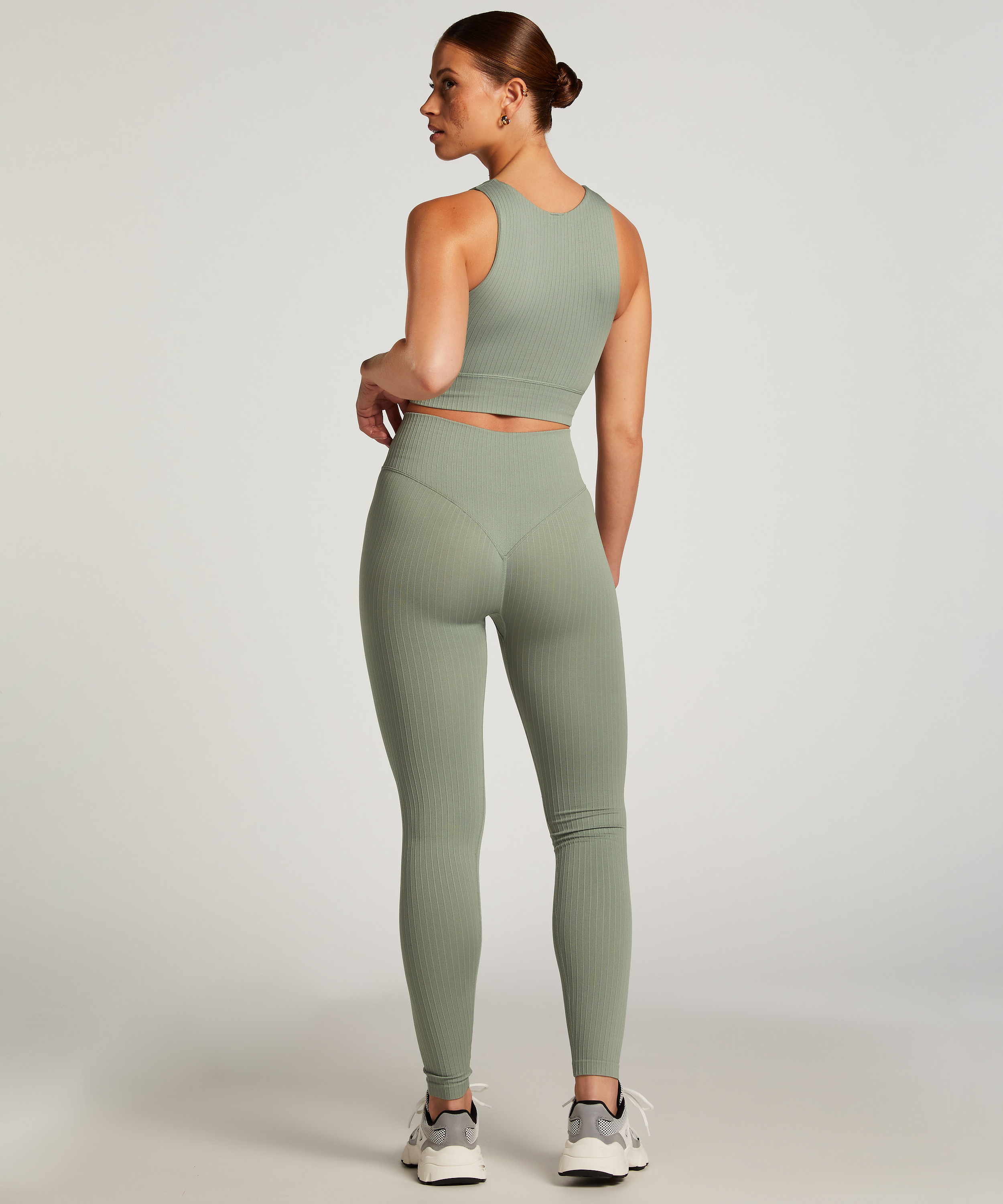 Legging de sport sans coutures taille haute HKMX, Vert, main