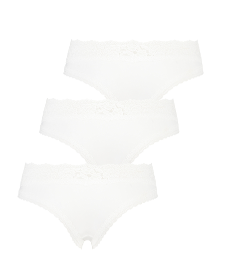 Lot de 3 culottes brésiliennes Dakota, Blanc
