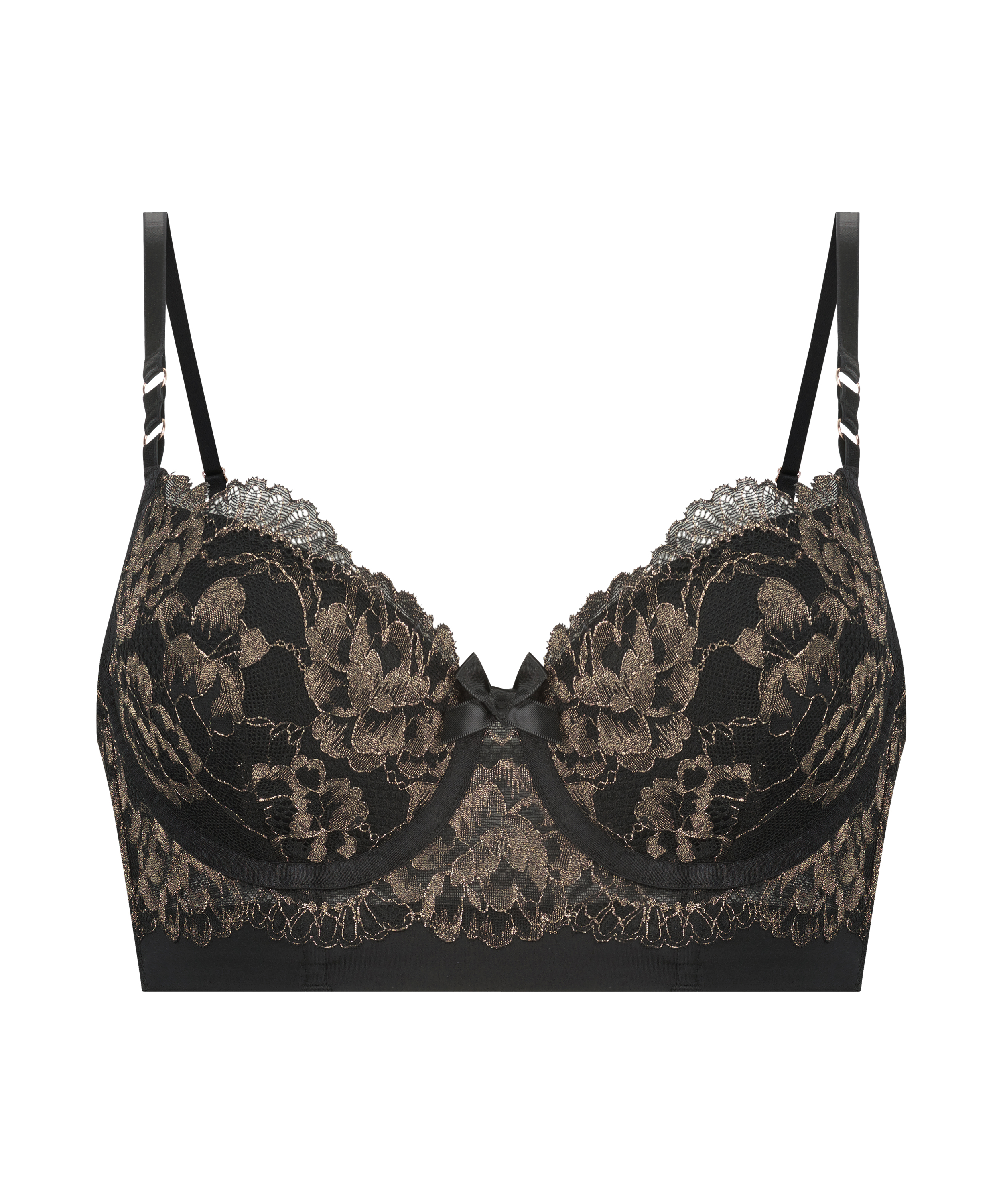 Soutien-gorge à armatures préformé longline Lexi, Noir, main