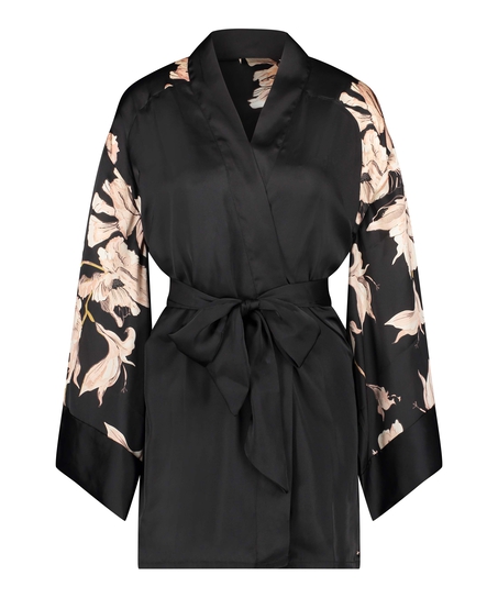 Kimono Satin Bloom, Noir