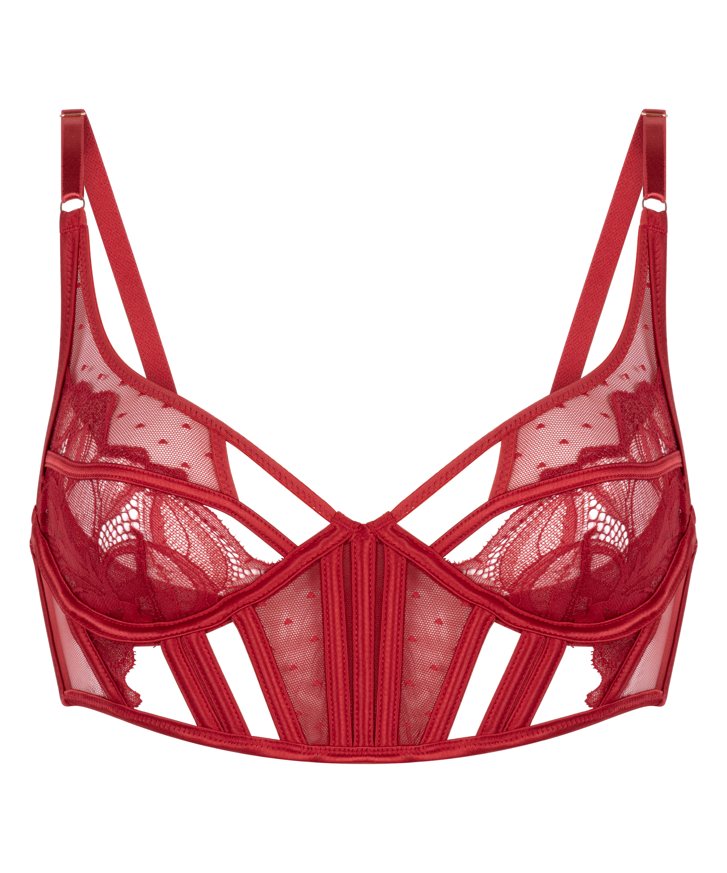 Soutien-gorge à armatures non-préformé longline Billie, Rouge, main