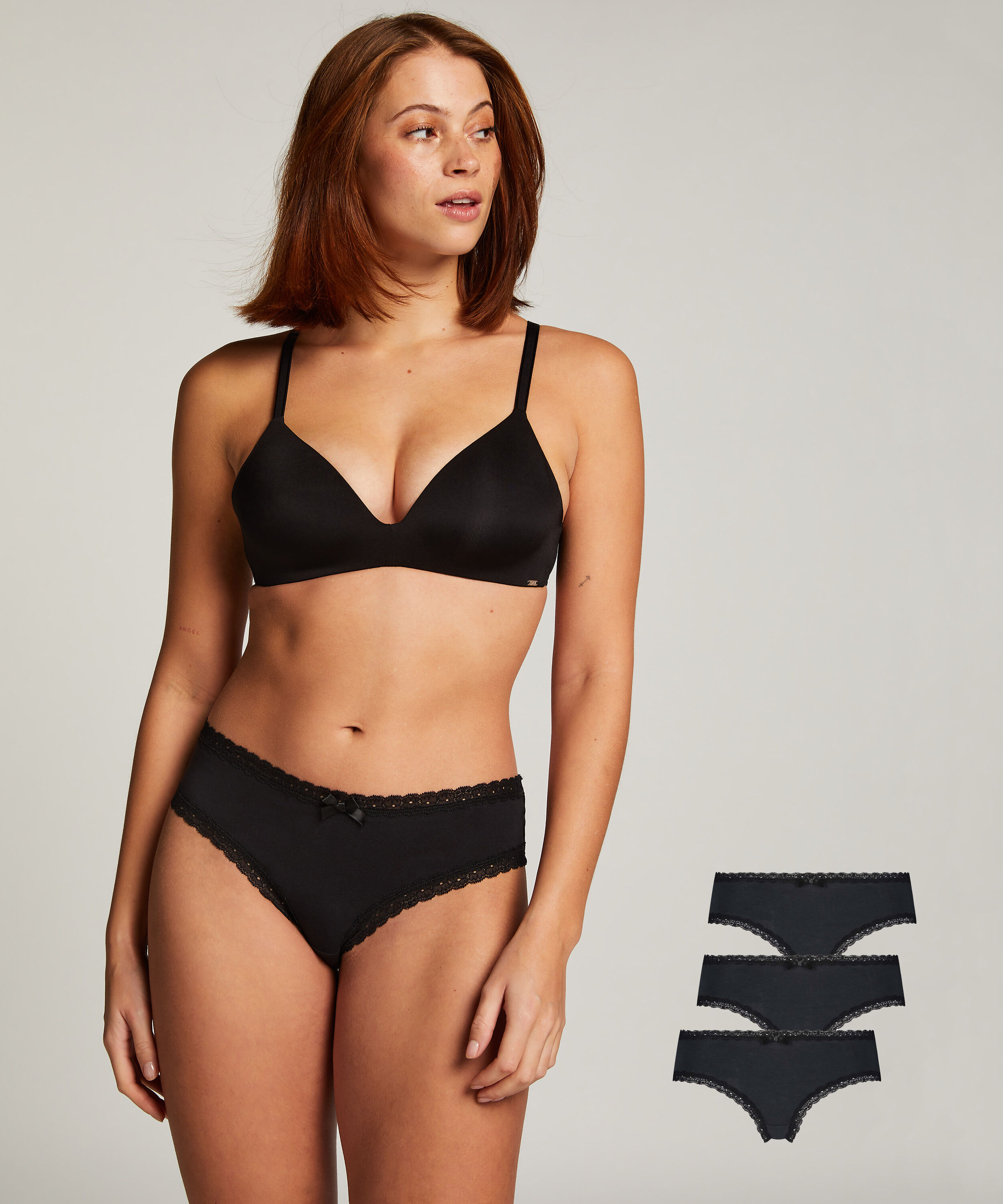 Lot de 3 shorts brésiliens en coton Georgia, Noir