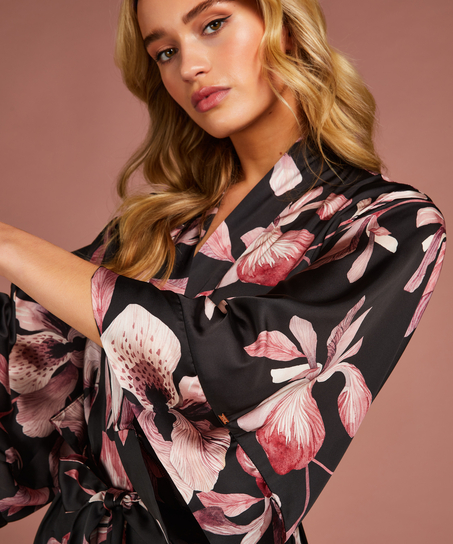 Kimono Satin Bloom, Noir