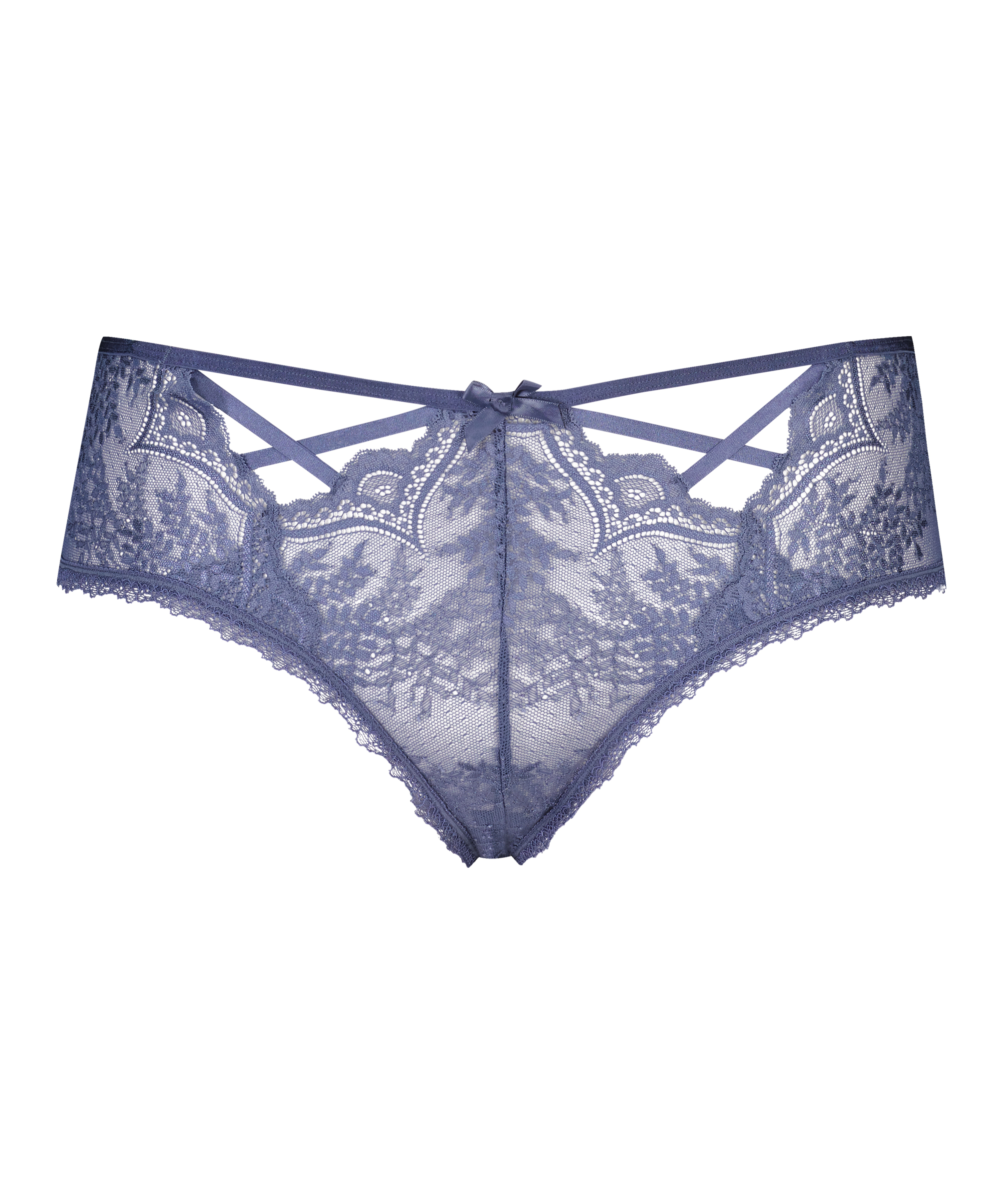 Slip brésilien Lacey Curvy, Bleu, main