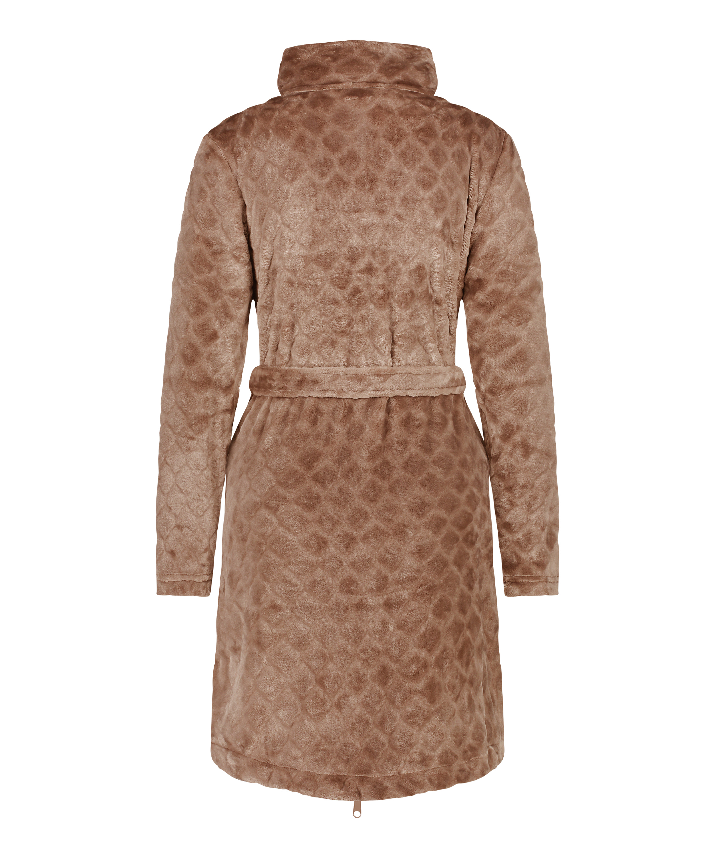 Peignoir en molleton avec fermeture éclair, Marron, main