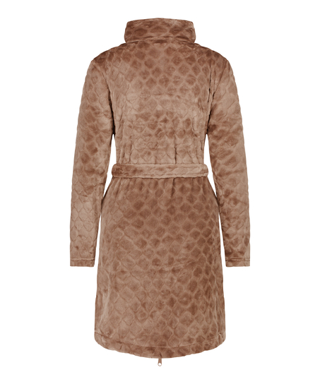 Peignoir en molleton avec fermeture éclair, Marron