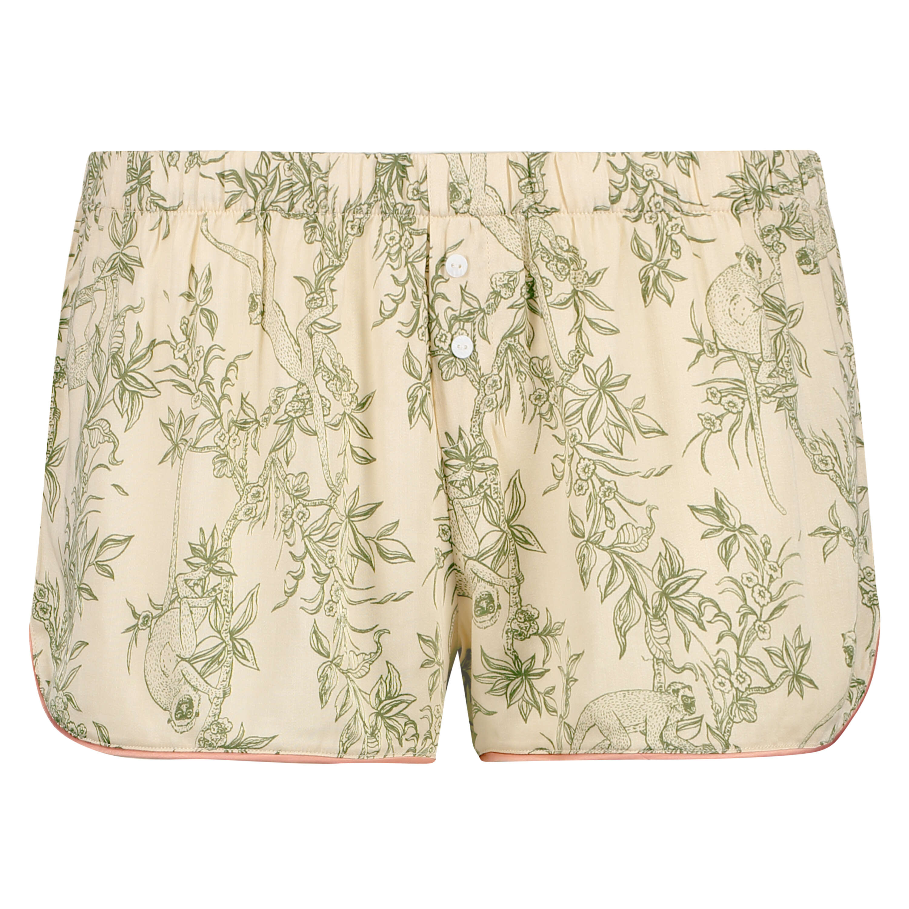 Pyjama short tiss&eacute;, Beige, main
