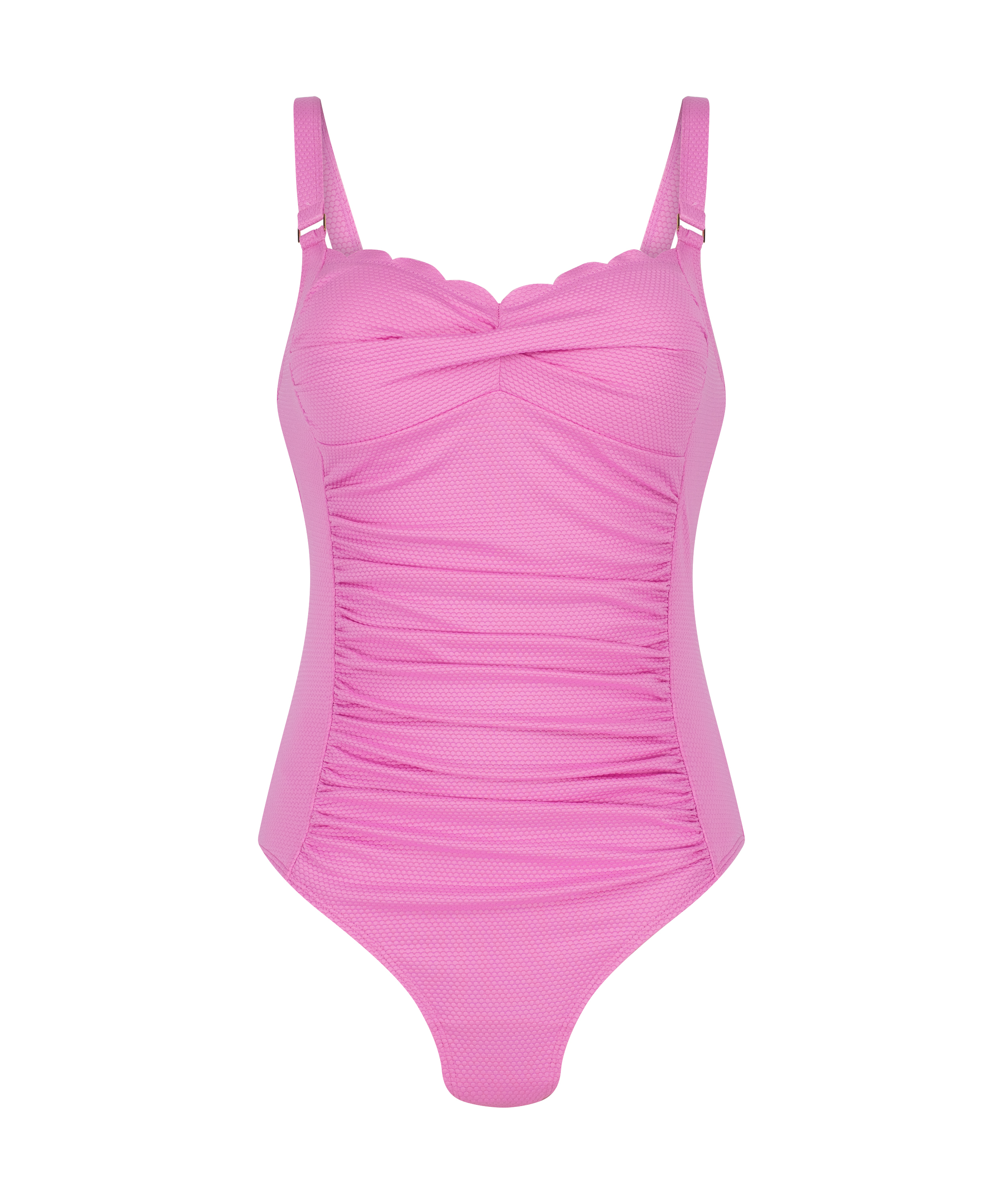 Maillot de bain galbé Scallop, Rose, main