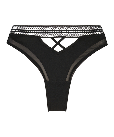 Slip brésilien échancré Mina, Noir