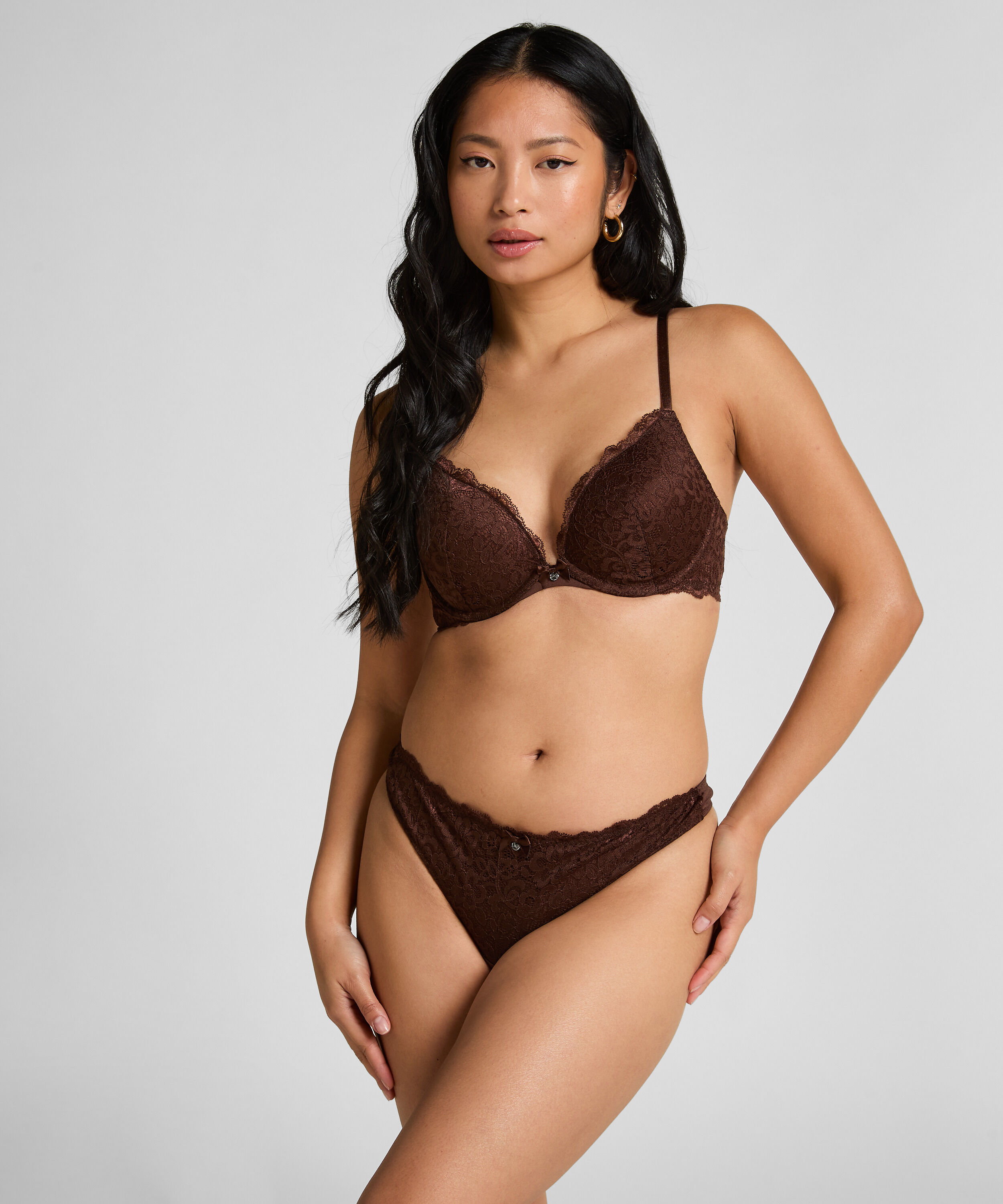 Soutien-gorge &agrave; armatures pr&eacute;form&eacute; push-up Marine, Marron