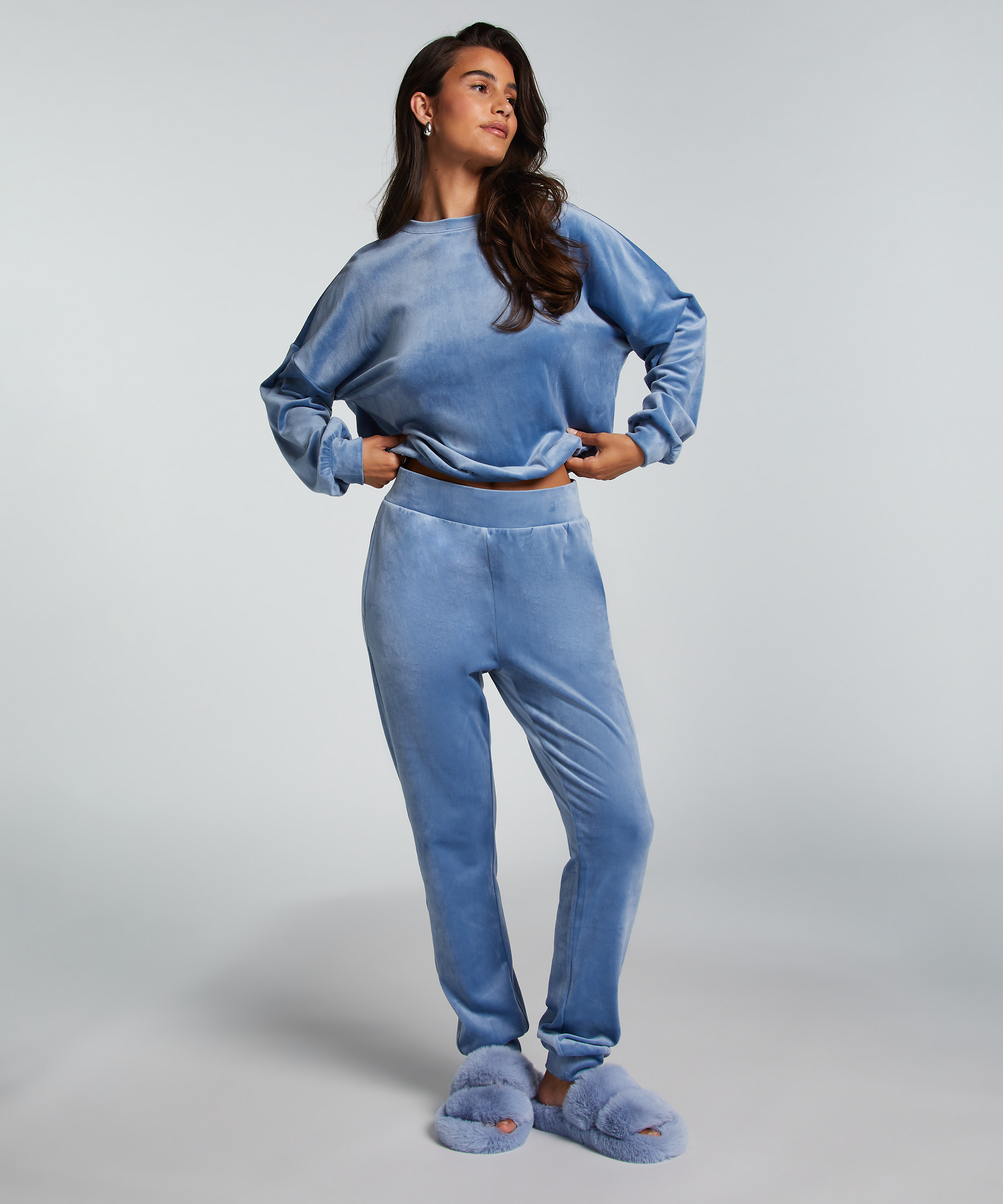 Tall Pantalon de jogging Velours, Bleu, main