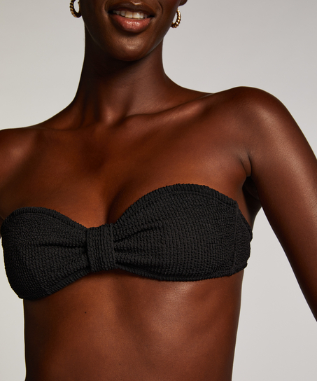 Haut de bikini bandeau Crinkle, Noir