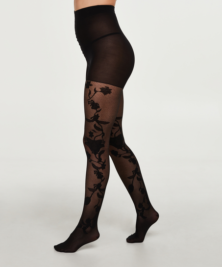 Collants Fishnet Paisley, Noir