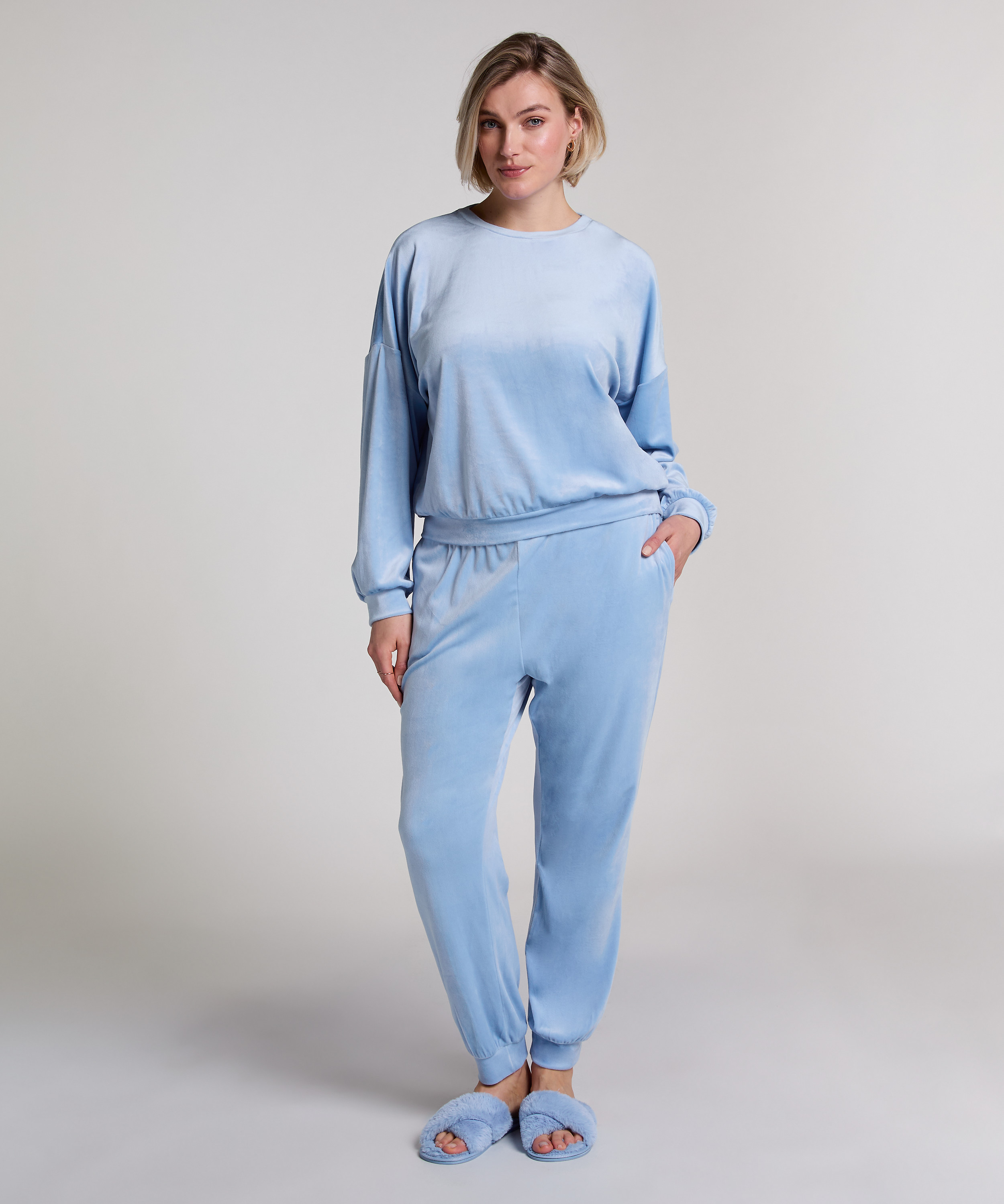 Top Velours, Bleu, main