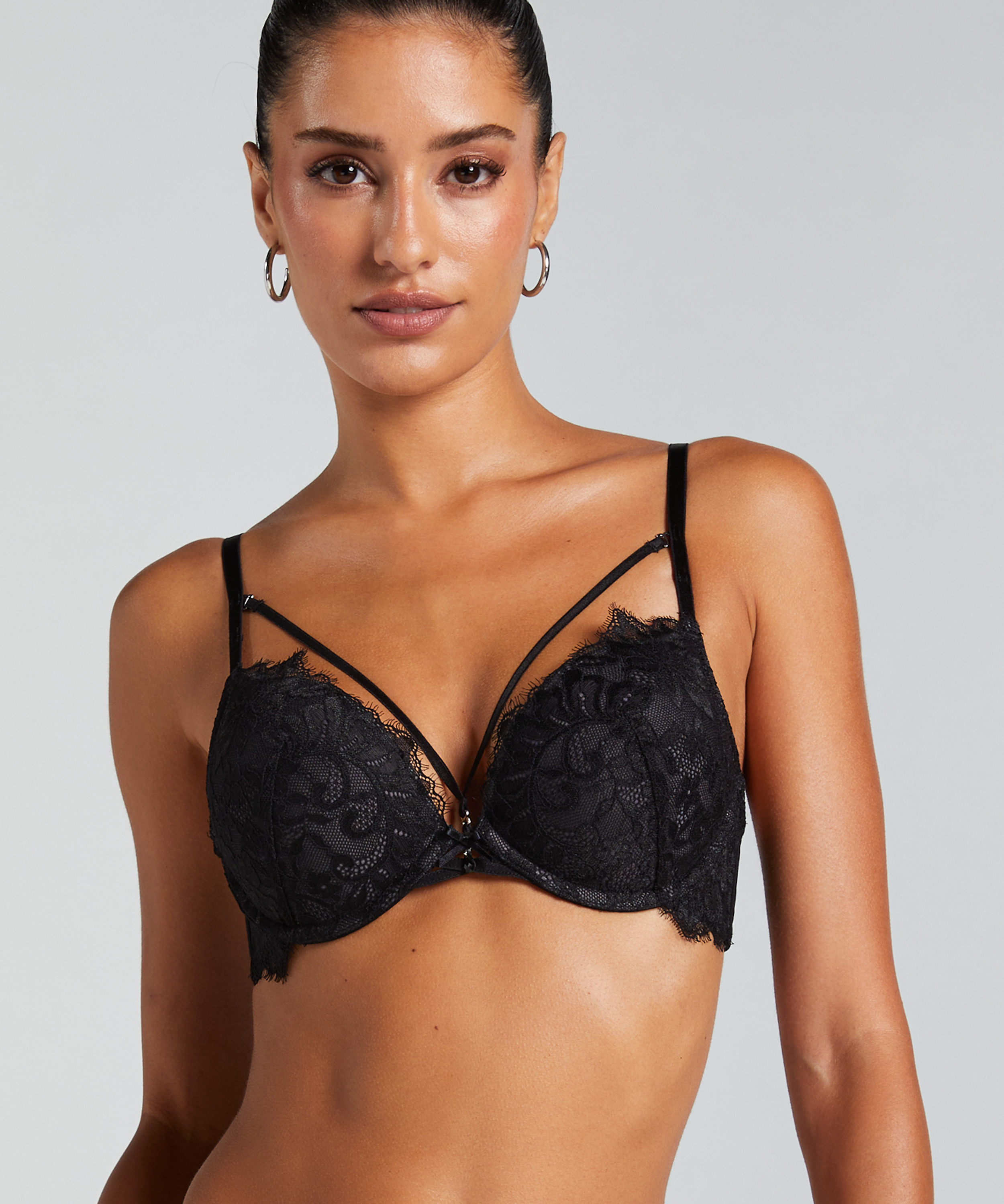 Soutien-gorge à armatures maximiseur préformé Char, Noir, main