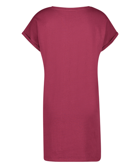Chemise de nuit à encolure arrondie, Rouge