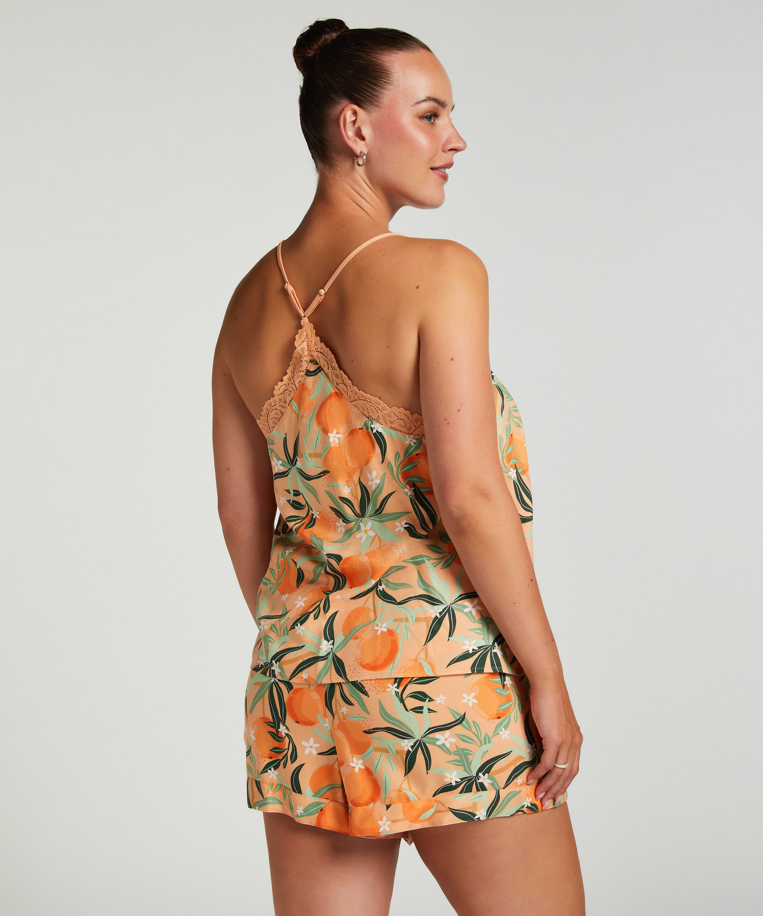 Top Cami en dentelle tissée, Rose, main