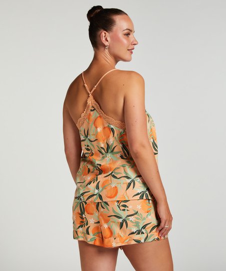 Top Cami en dentelle tissée, Rose