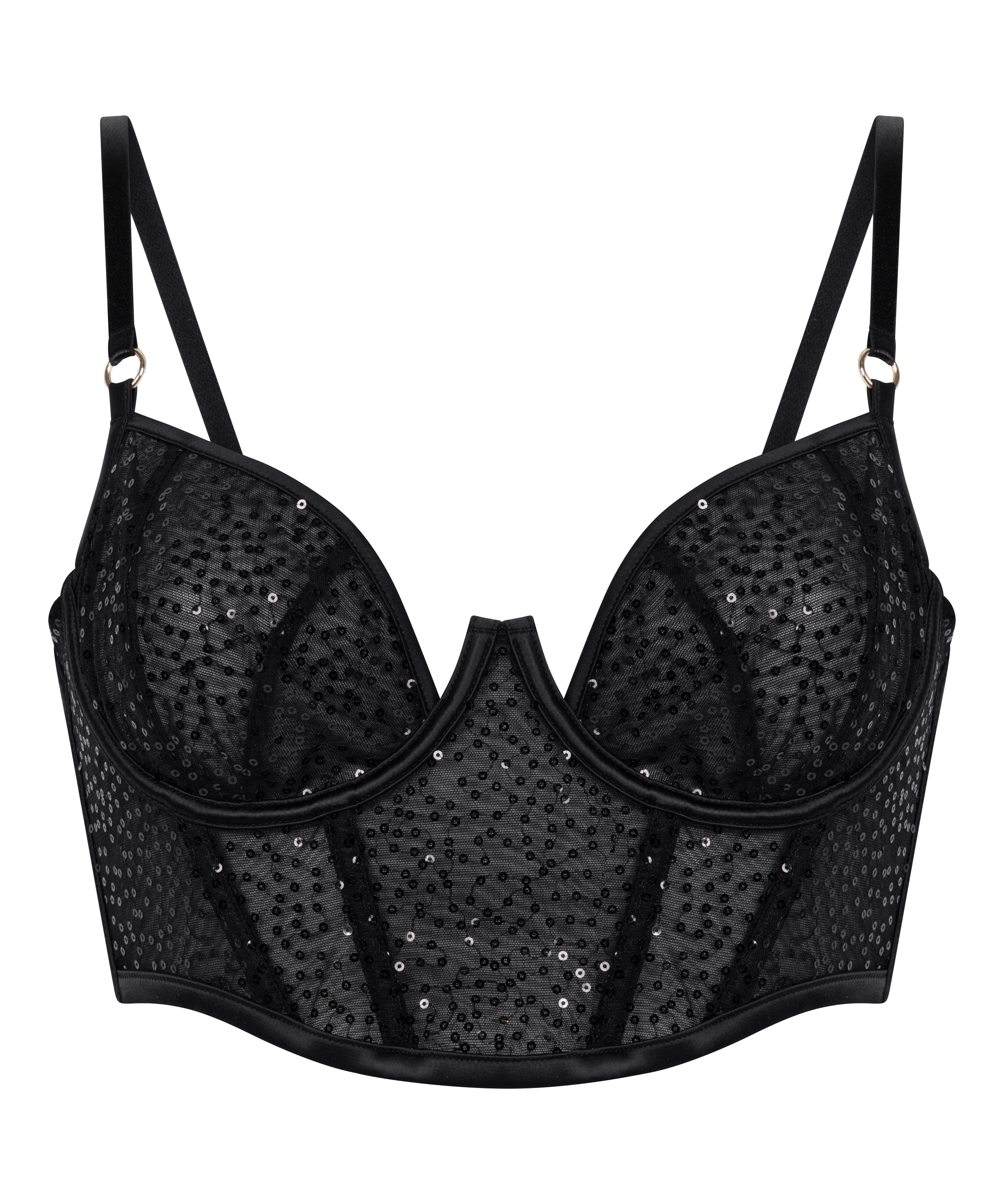 Soutien-gorge à armatures non-rembourré longline Elle, Noir, main