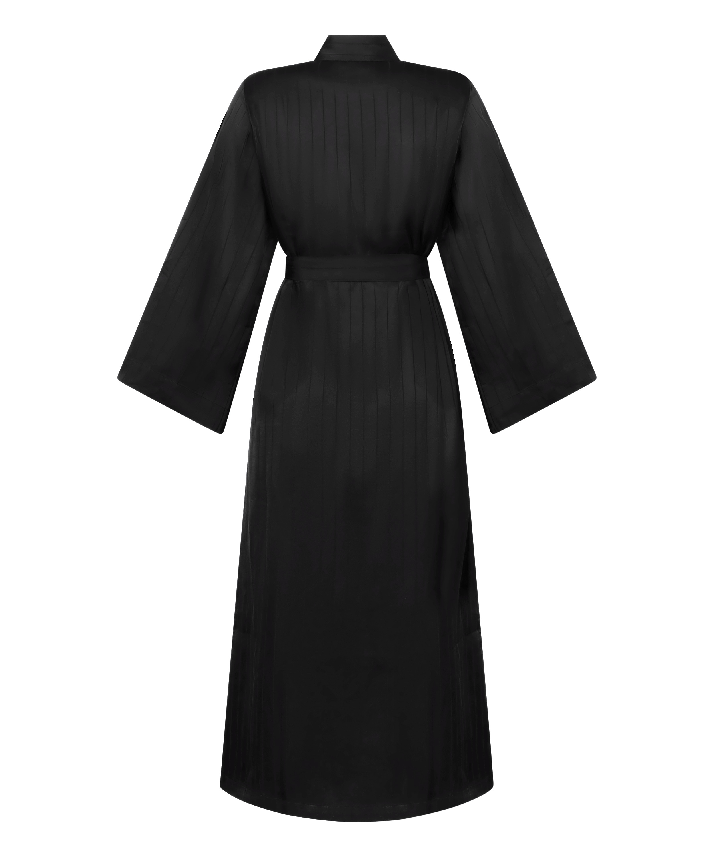 Kimono à rayures en satin, Noir, main