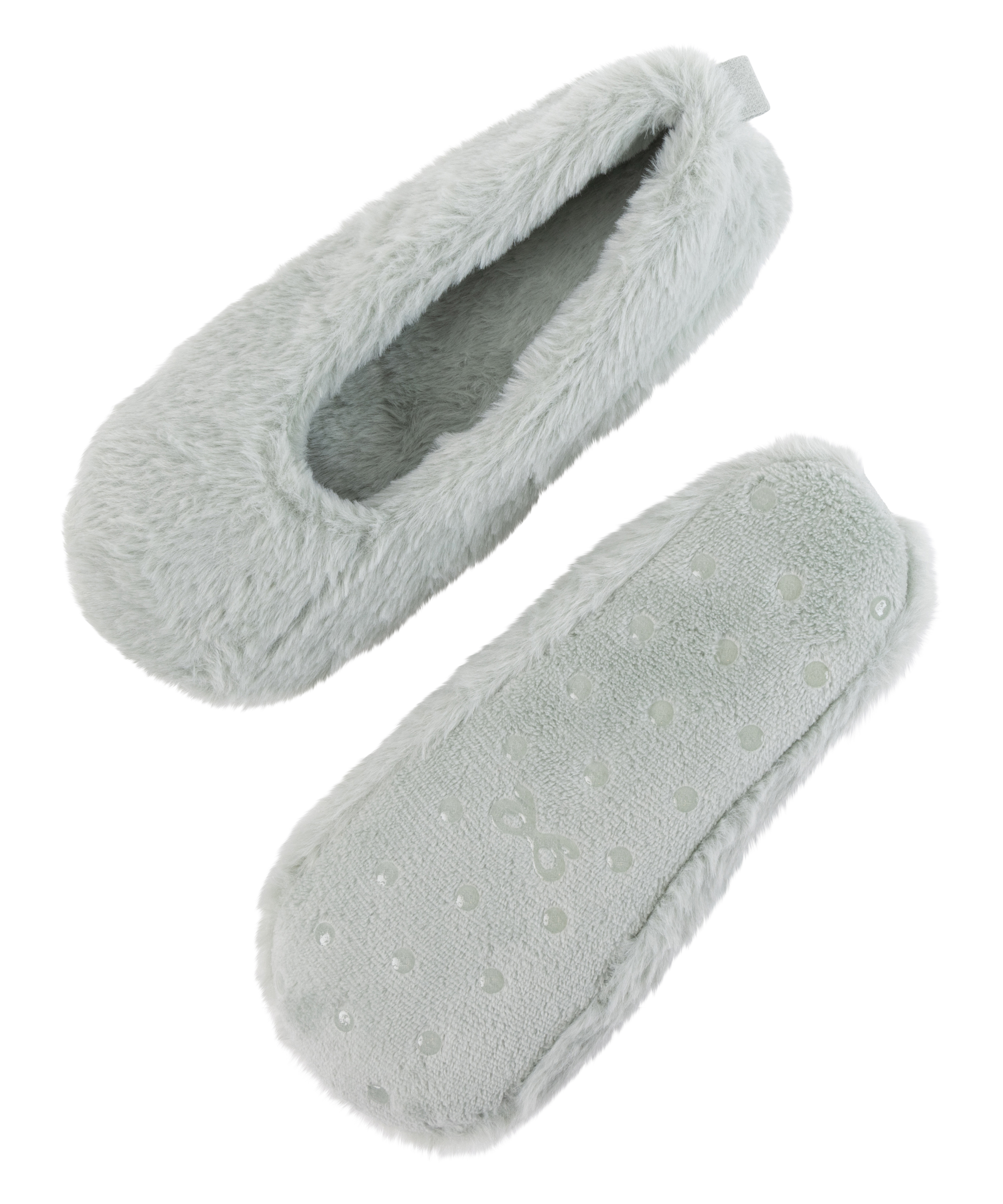 Ballerines en fausse fourrure, Vert, main