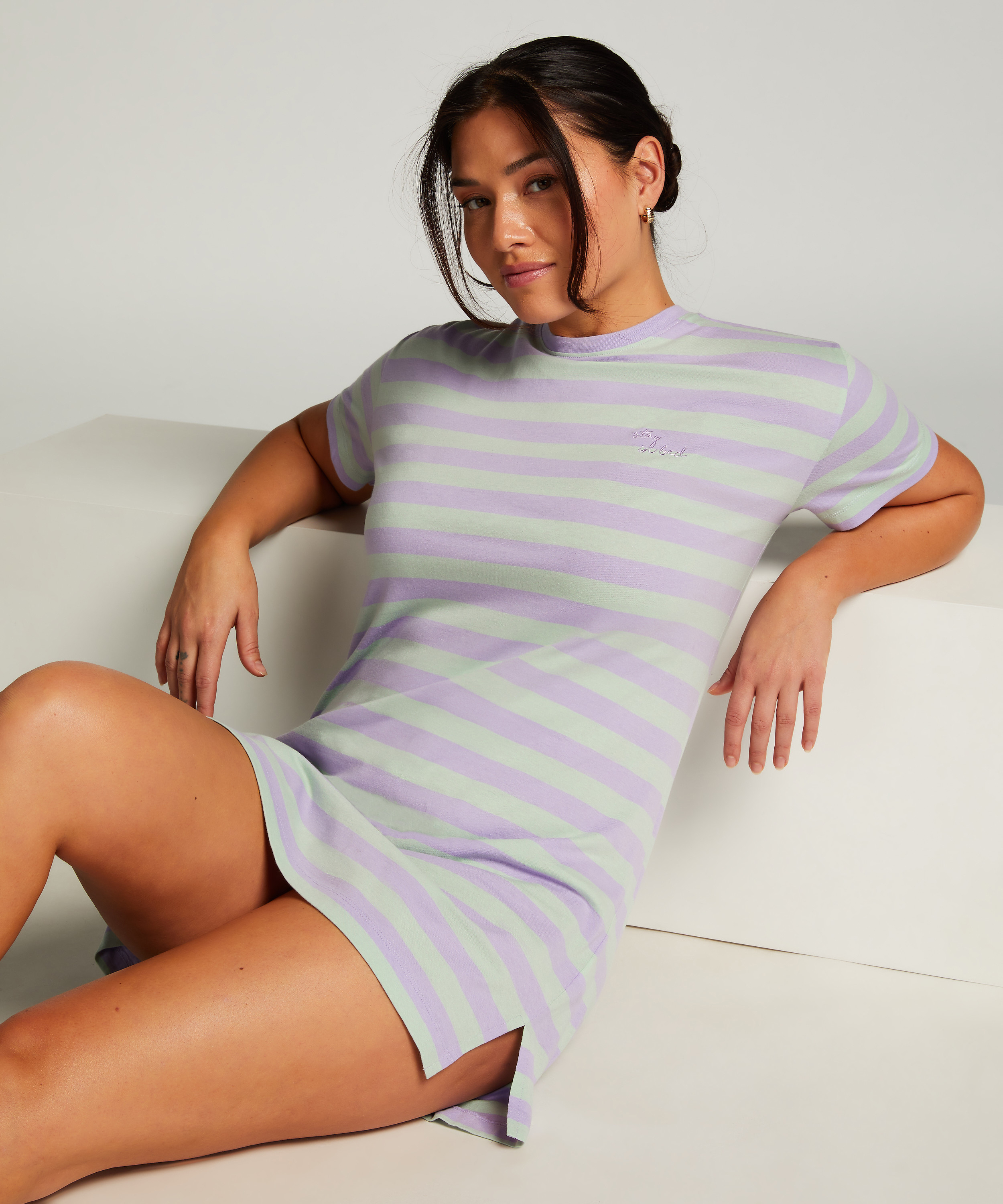 Chemise de nuit col rond, Vert, main