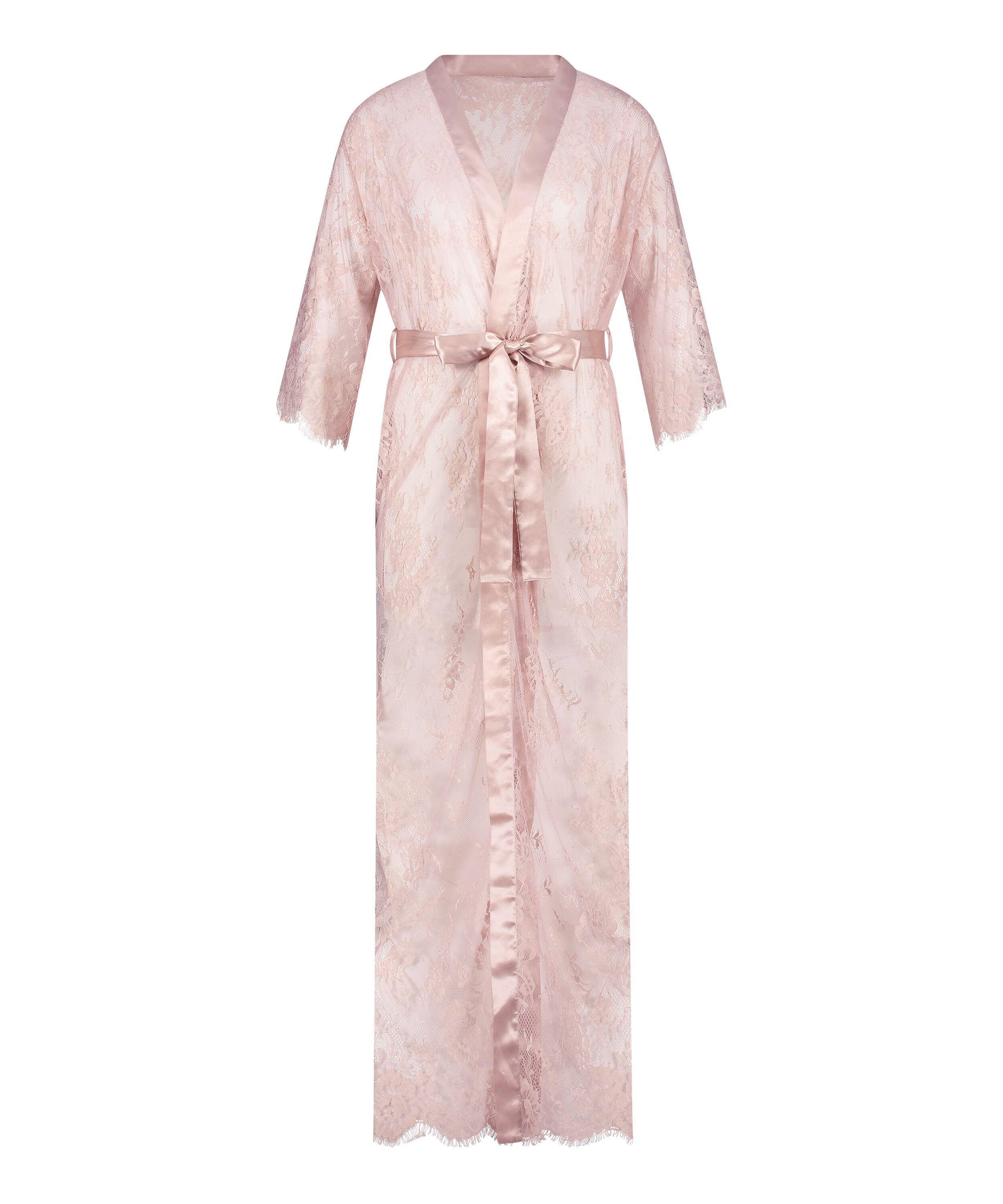 Long Kimono Allover Lace, Beige