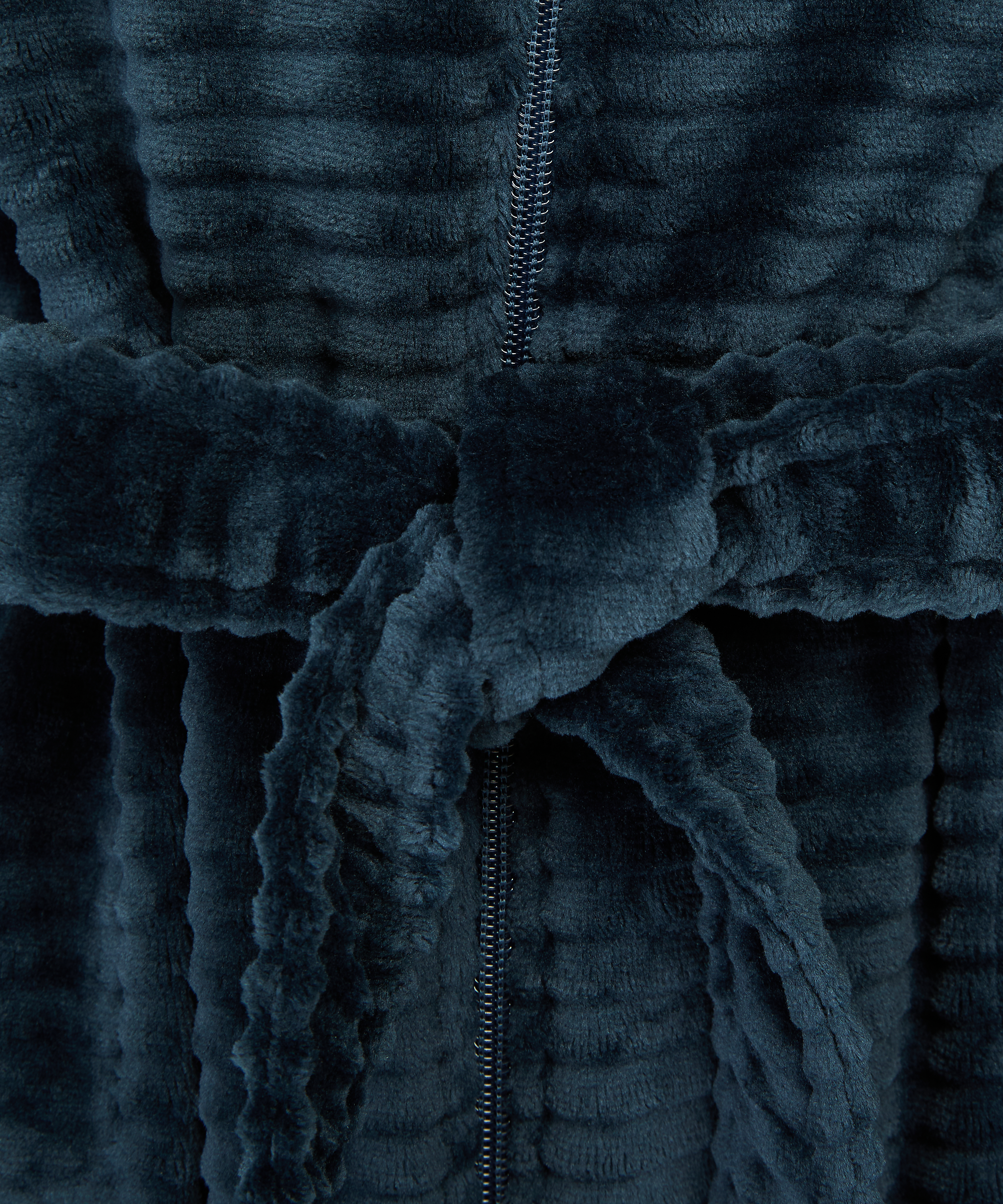 Peignoir en molleton avec fermeture &eacute;clair, Bleu, main