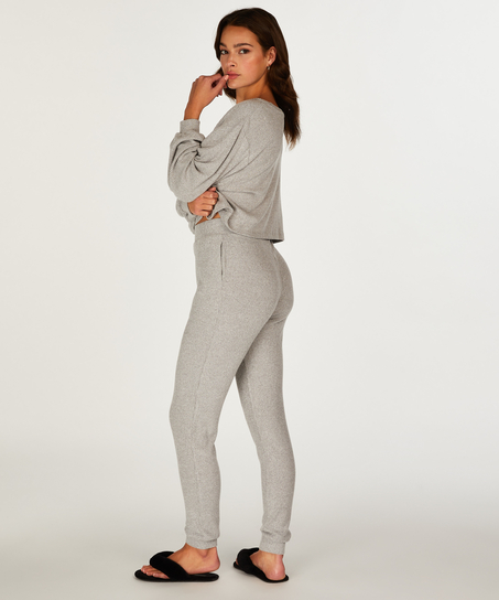 Pantalon de jogging côtelé à boutons, Gris
